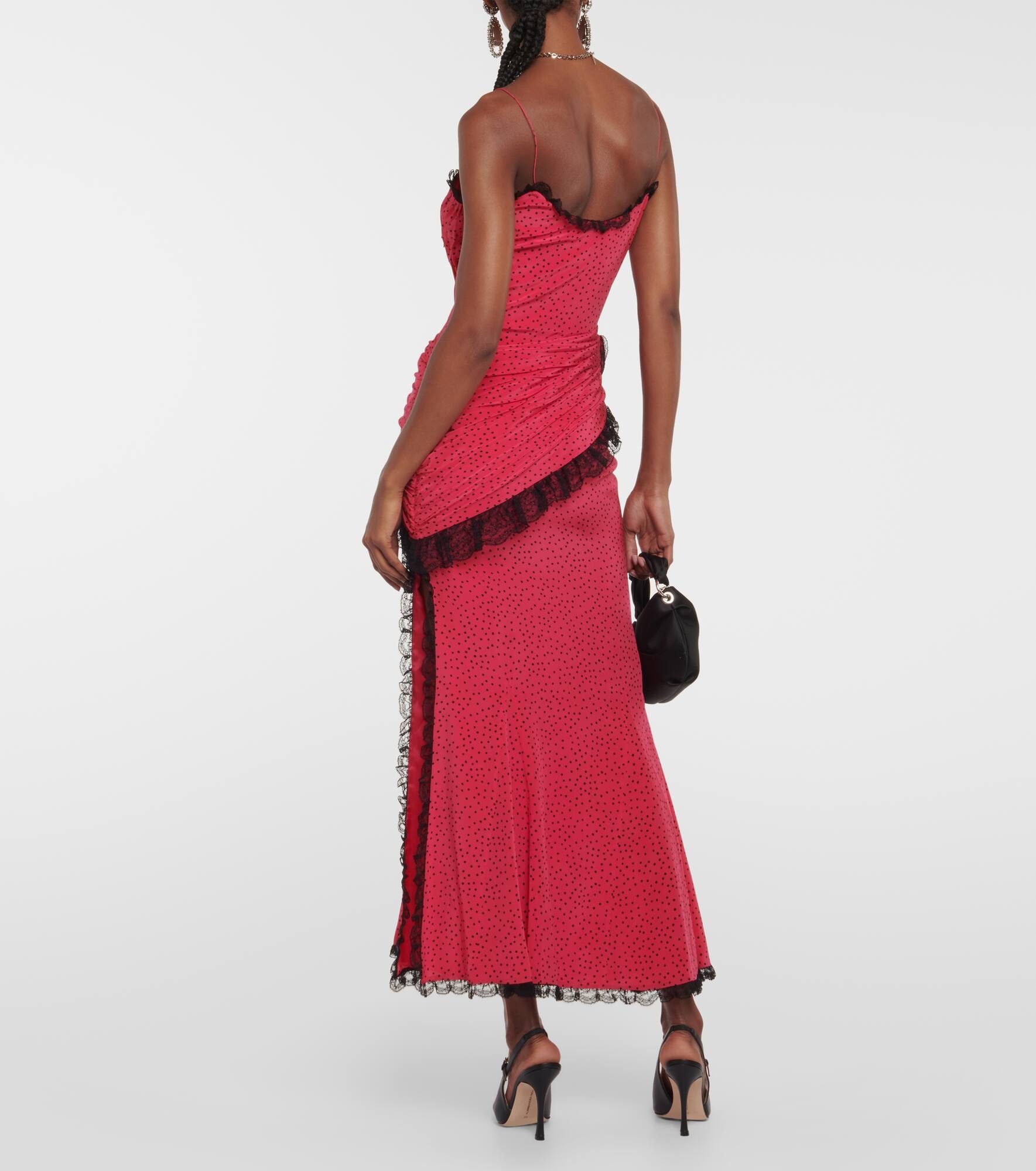 Floral-appliqué silk maxi dress - 3