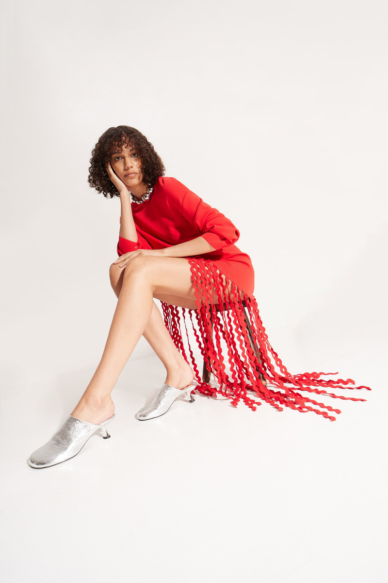 Wallis Knit Fringe Dress in Cherry Red 7