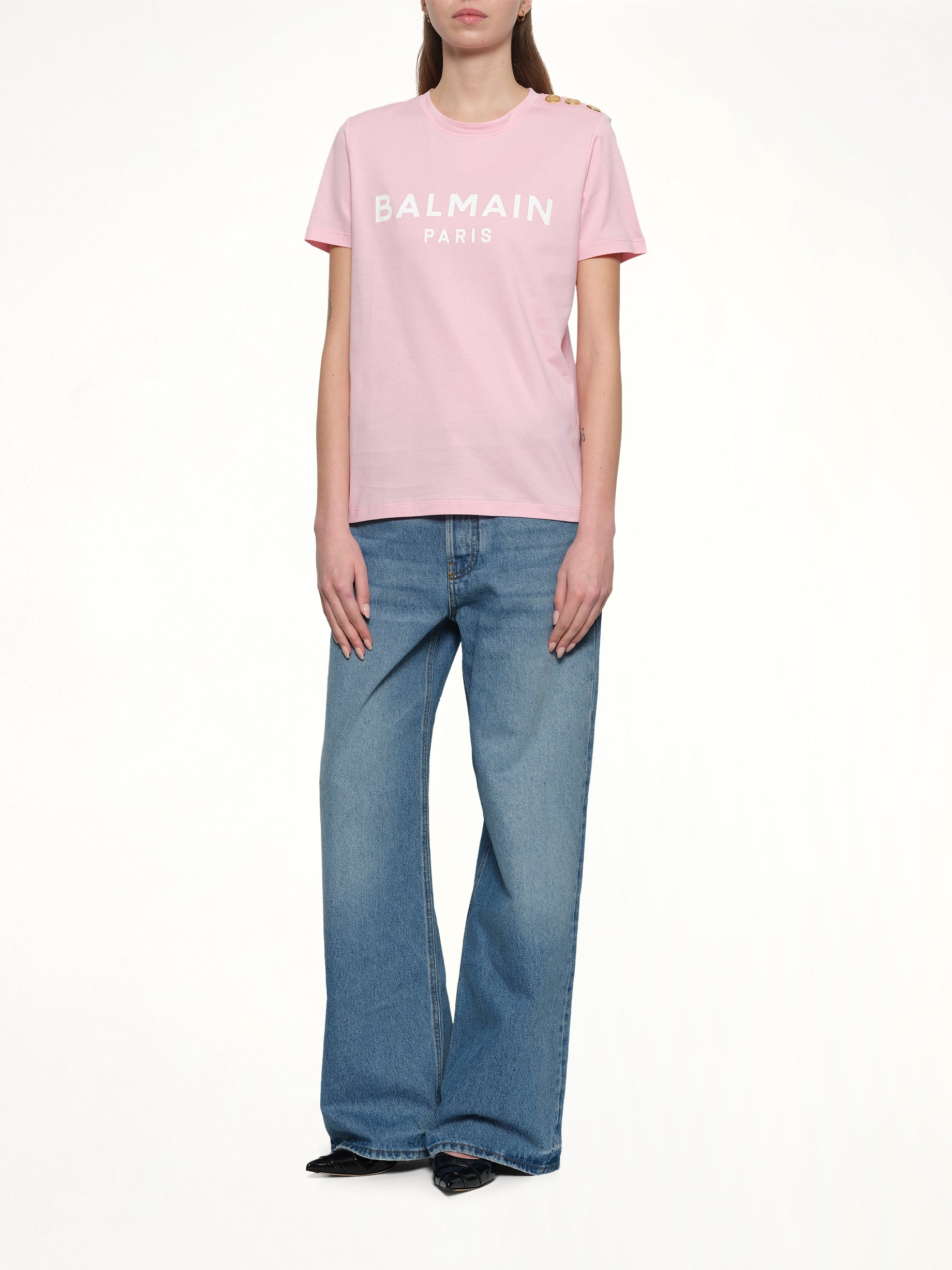 3 BTN Balmain Printed T-Shirt in Rose/White - 4