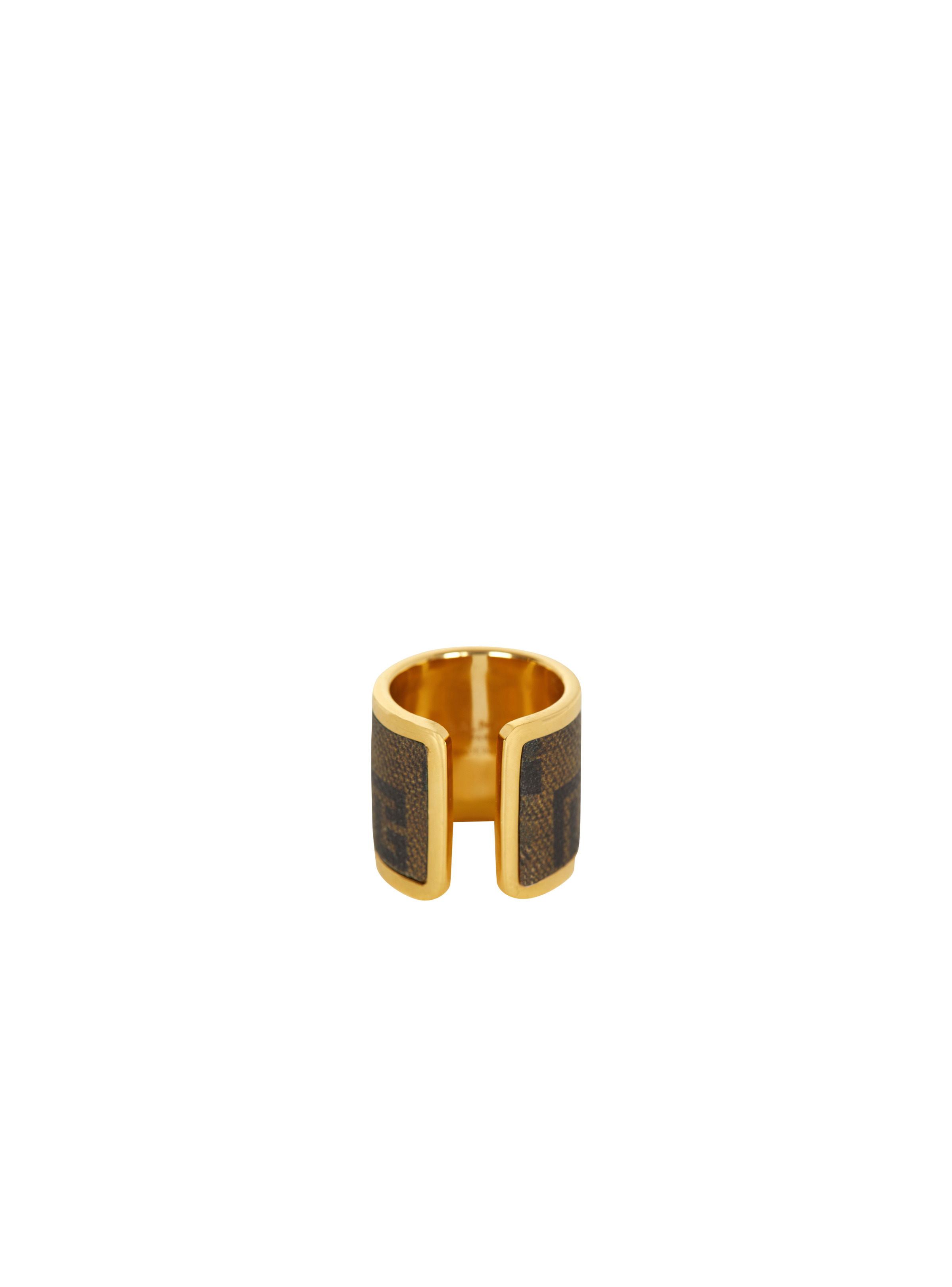 Metal and canvas mini monogram ring - 4