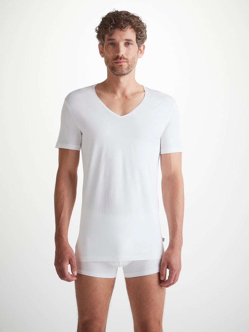 Men's Underwear V-Neck T-Shirt Jack Pima Cotton Stretch White - 1