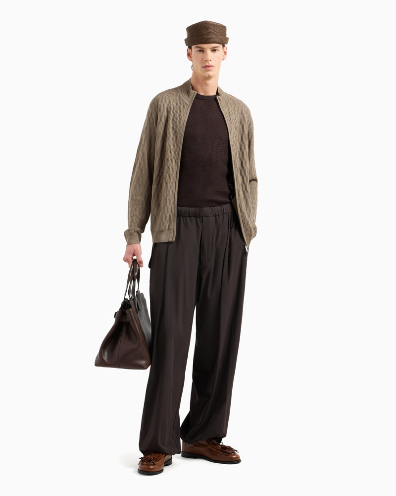 EMPORIO ARMANI ASV LYOCELL-BLEND FULL-ZIP TEXTURED CARDIGAN outlook