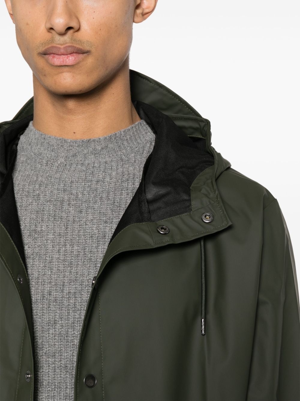 drawstring-hood buttoned rain jacket - 6