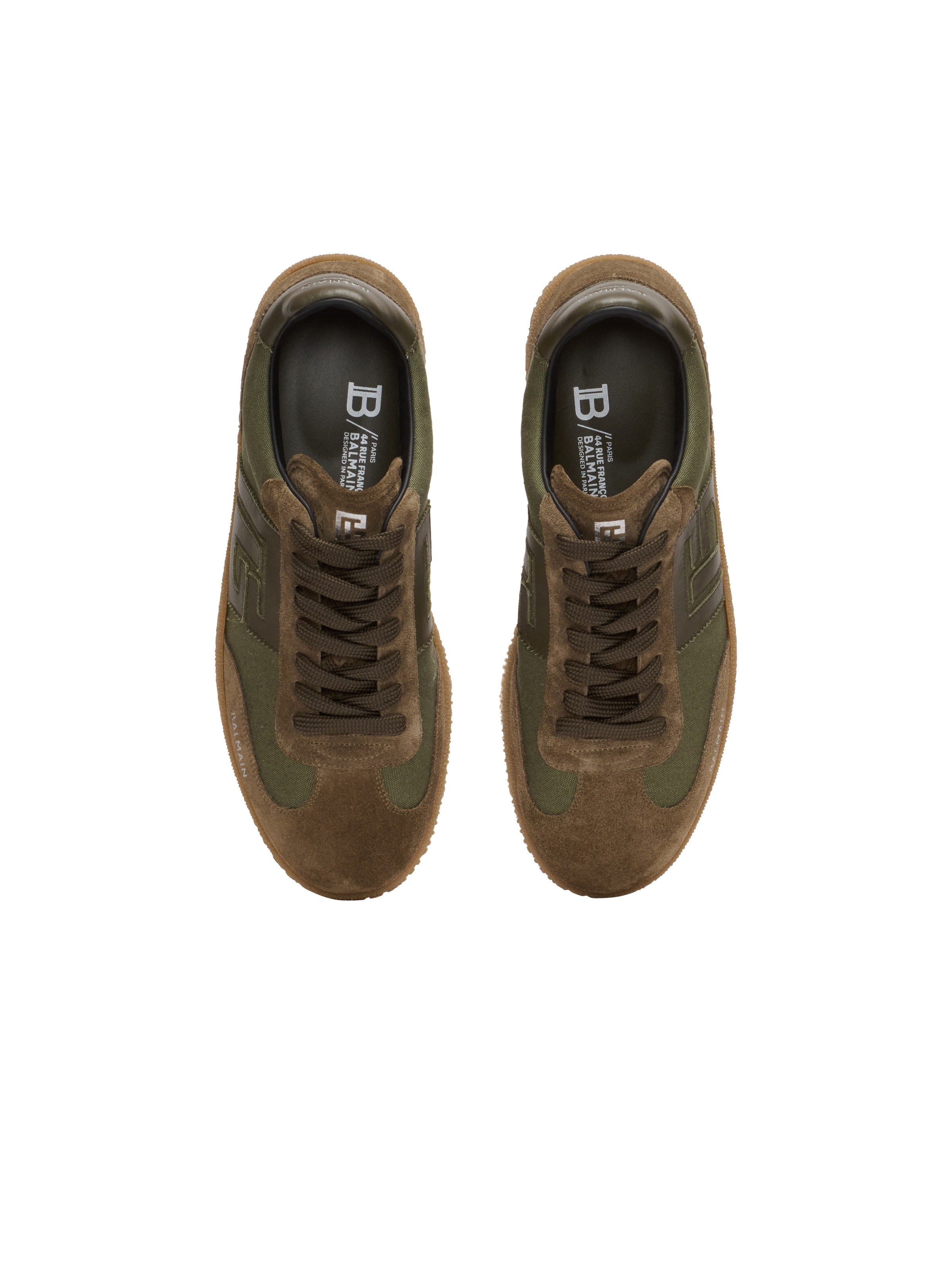 Leather and canvas Balmain Swan trainers - 3