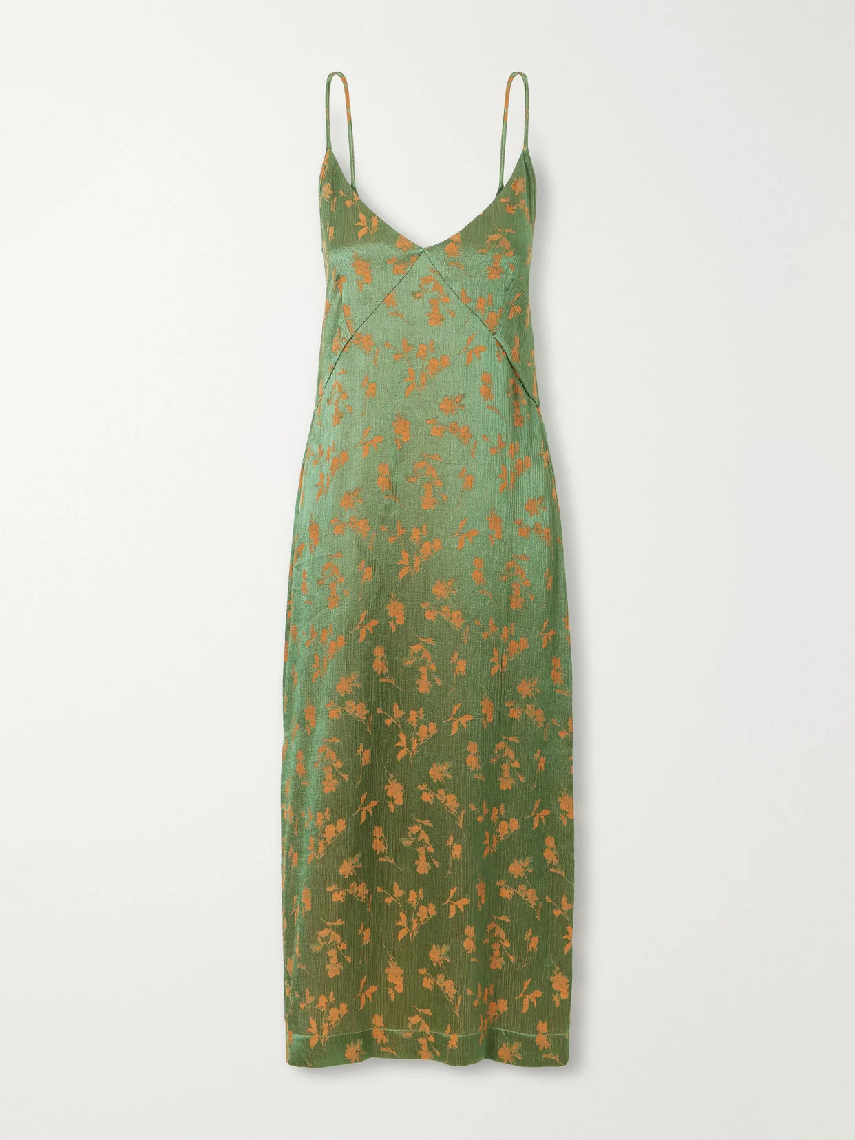 Floral-jacquard Satin Midi Dress - 1