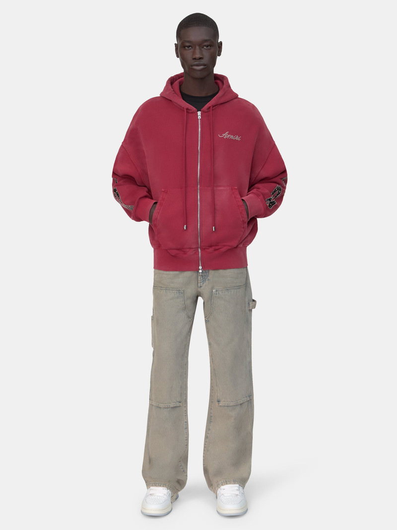 AMIRI BONES STUDDED OVERSIZED ZIP HOODIE outlook