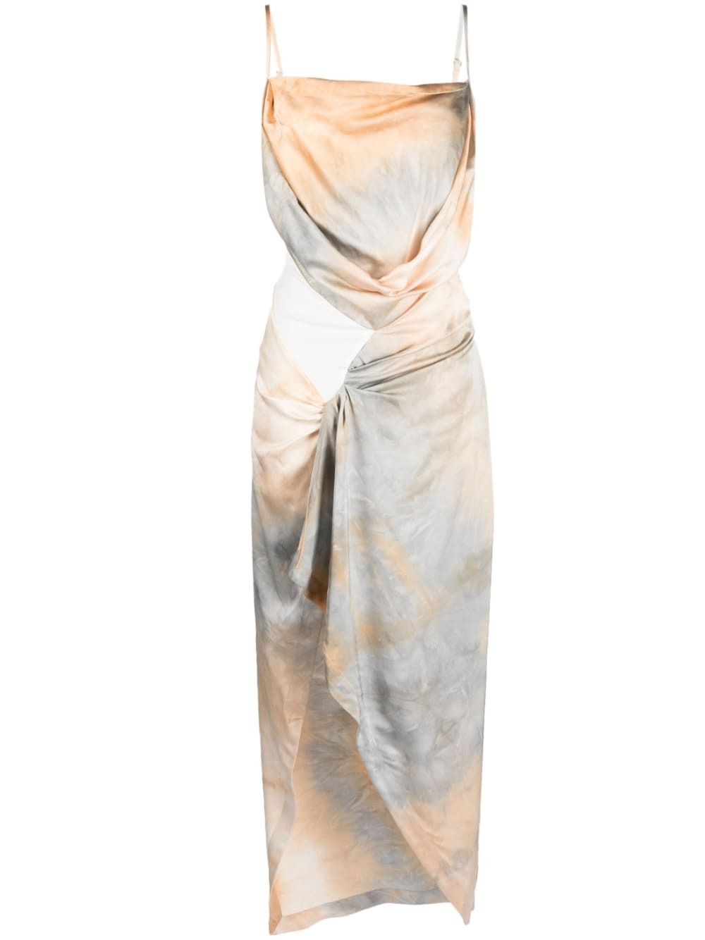 tie-dye draped slip dress - 1