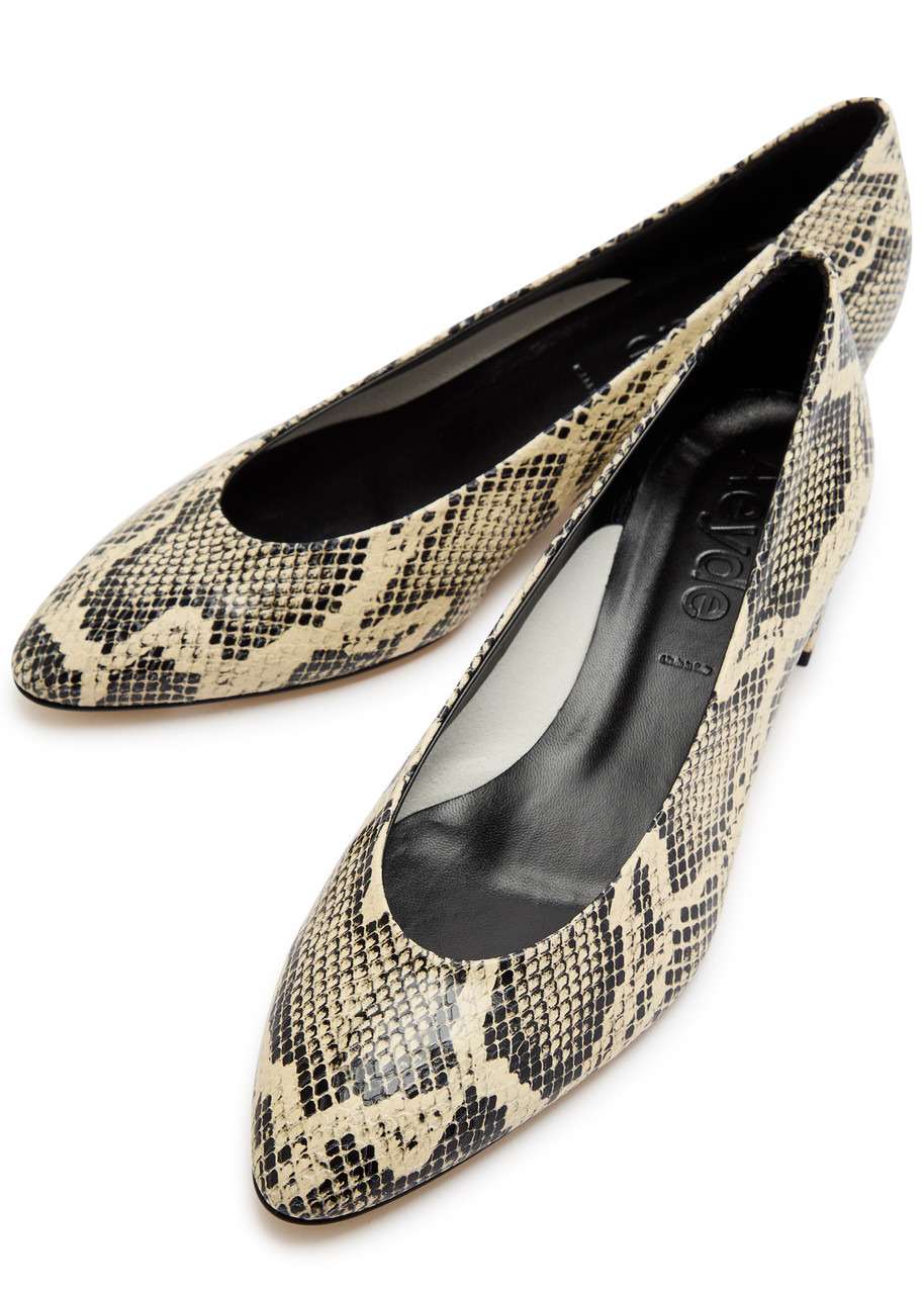 Aeyde Helia 35 Python-effect Leather Pumps - 3