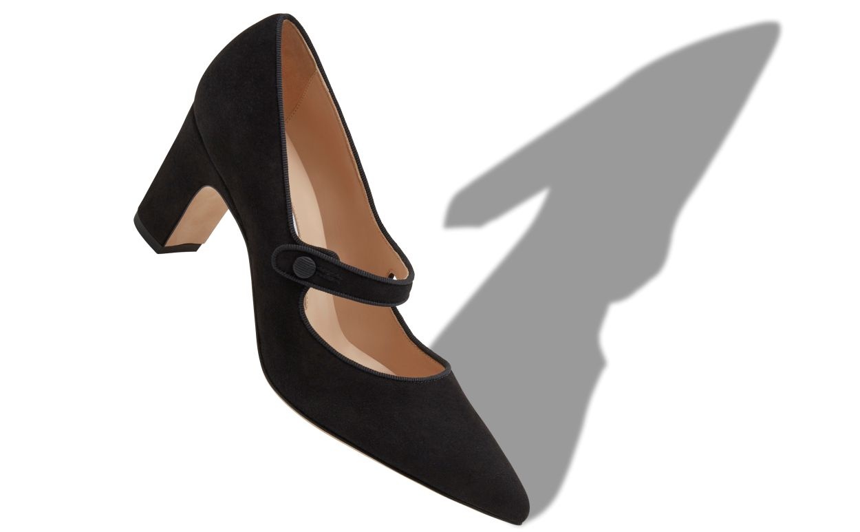 Black Suede Mary Jane Pumps - 2