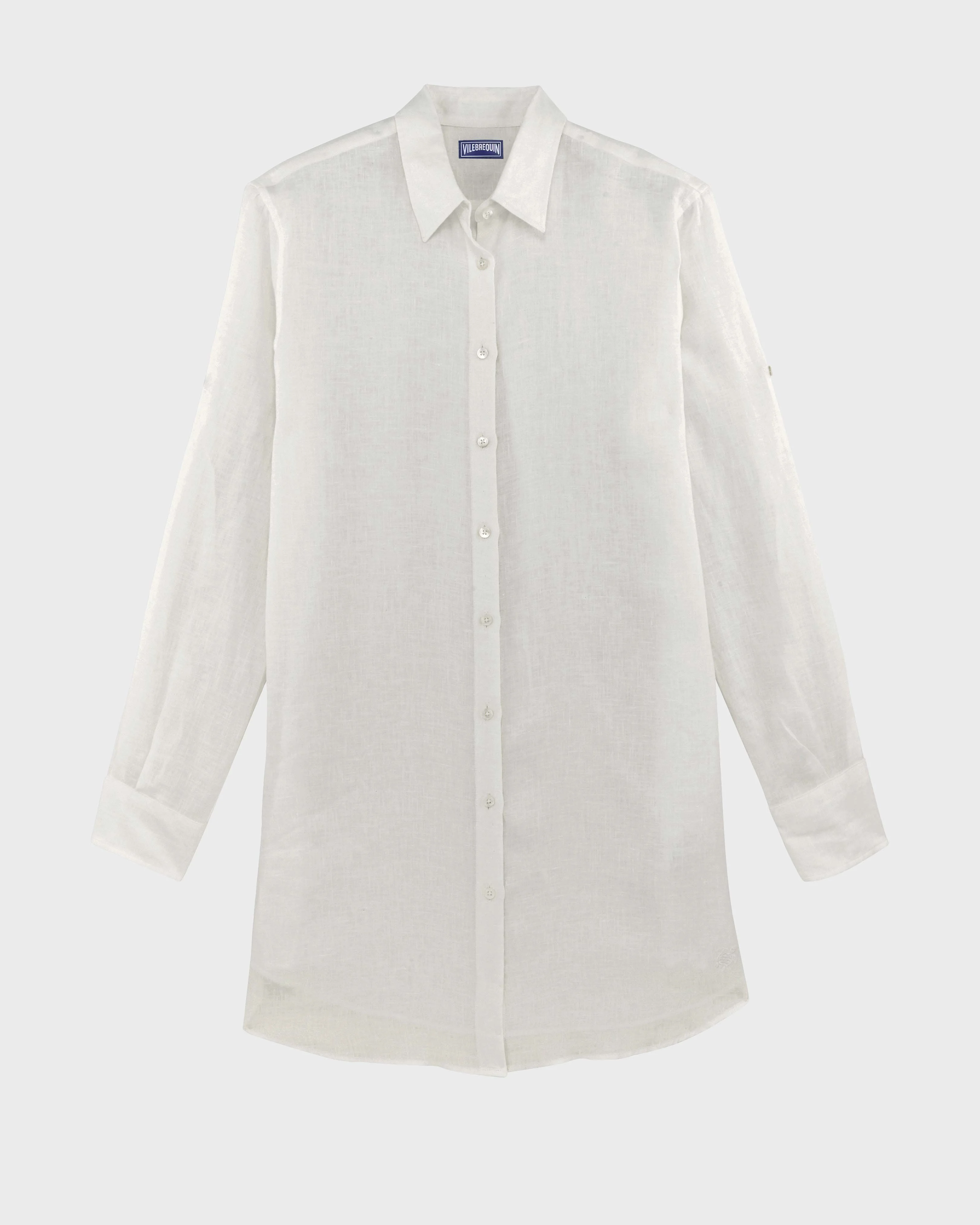 WOMEN LINEN SHIRT DRESS SOLID - 1