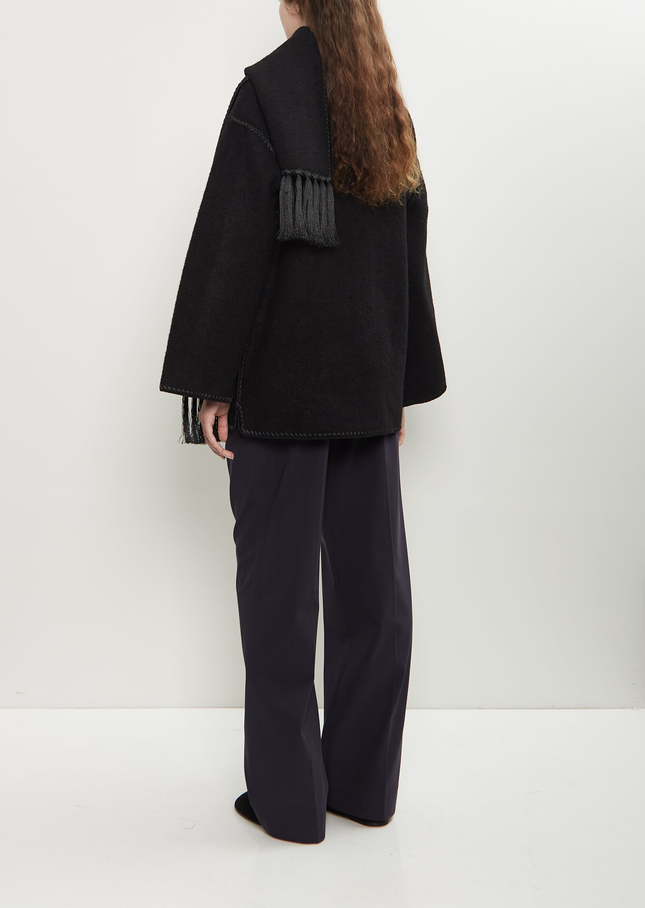 Heavy Wool Embroidered Scarf Jacket - 3