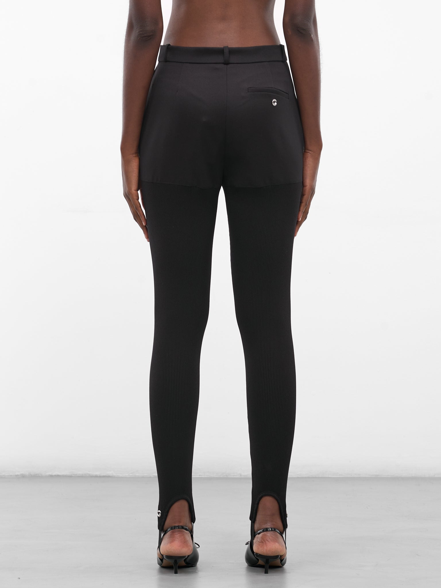 Black Nylon Stirrup Leggings - 3