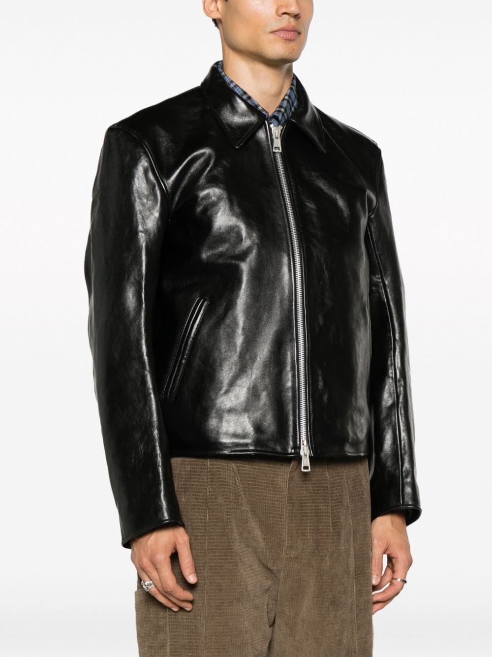 Mini leather zipped jacket - 3