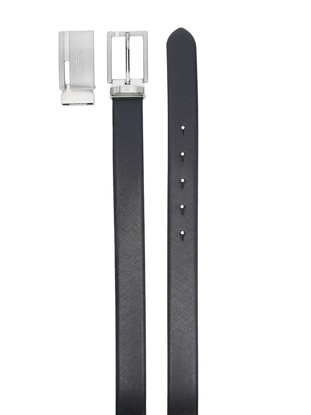 logo-buckle leather belt - 2