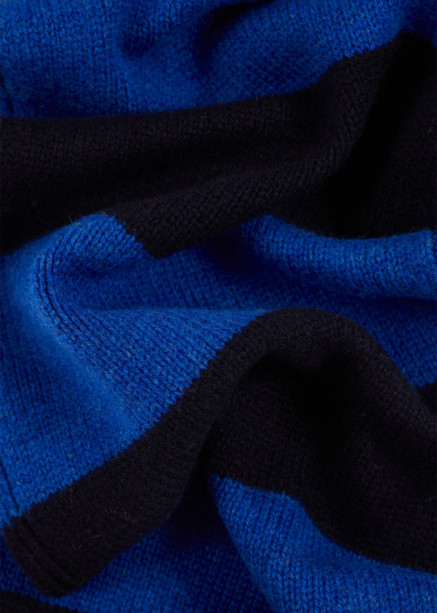 Navy and Blue Block Stripe Scarf with 'Signature Stripe' Trim - 4