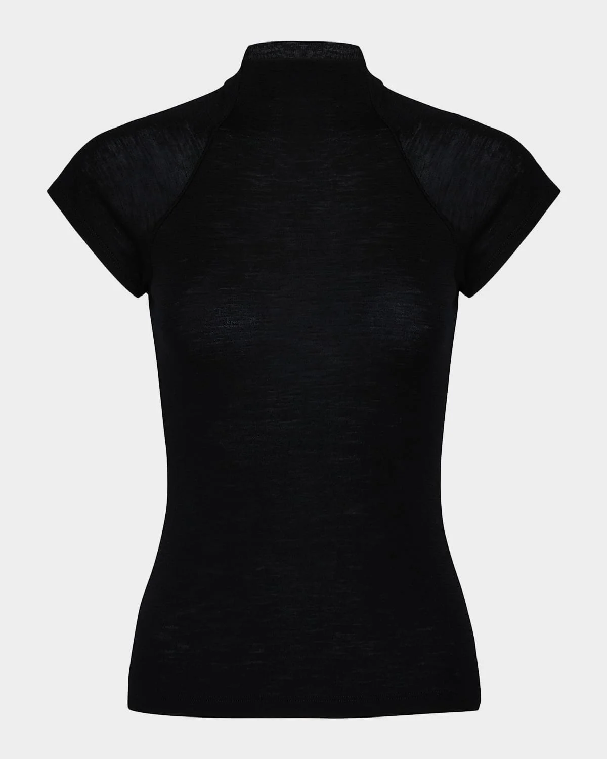 Raglan Cap-Sleeve Wool Top - 1