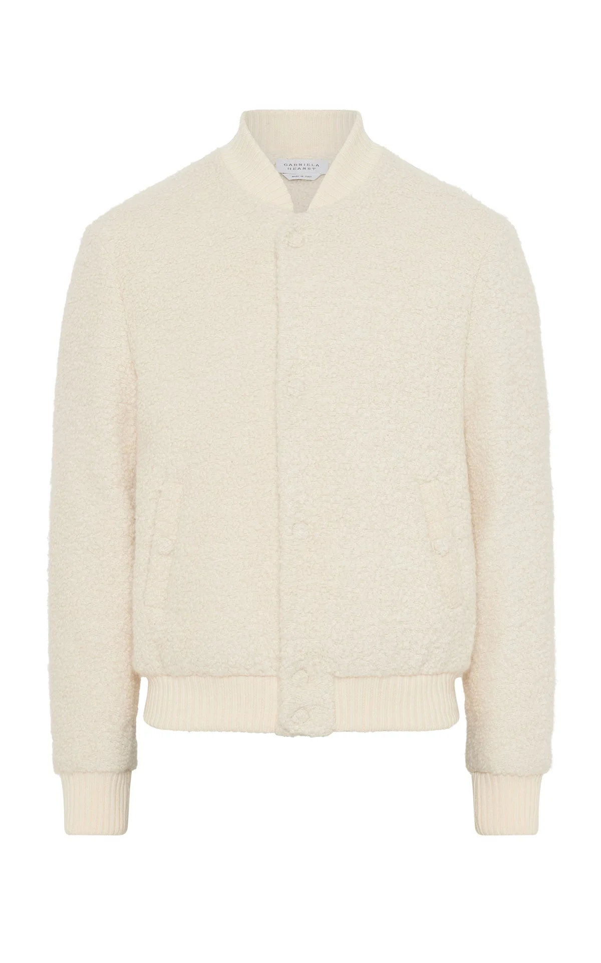 Brandon Bomber in Ivory Recycled Cashmere Boucle - 1