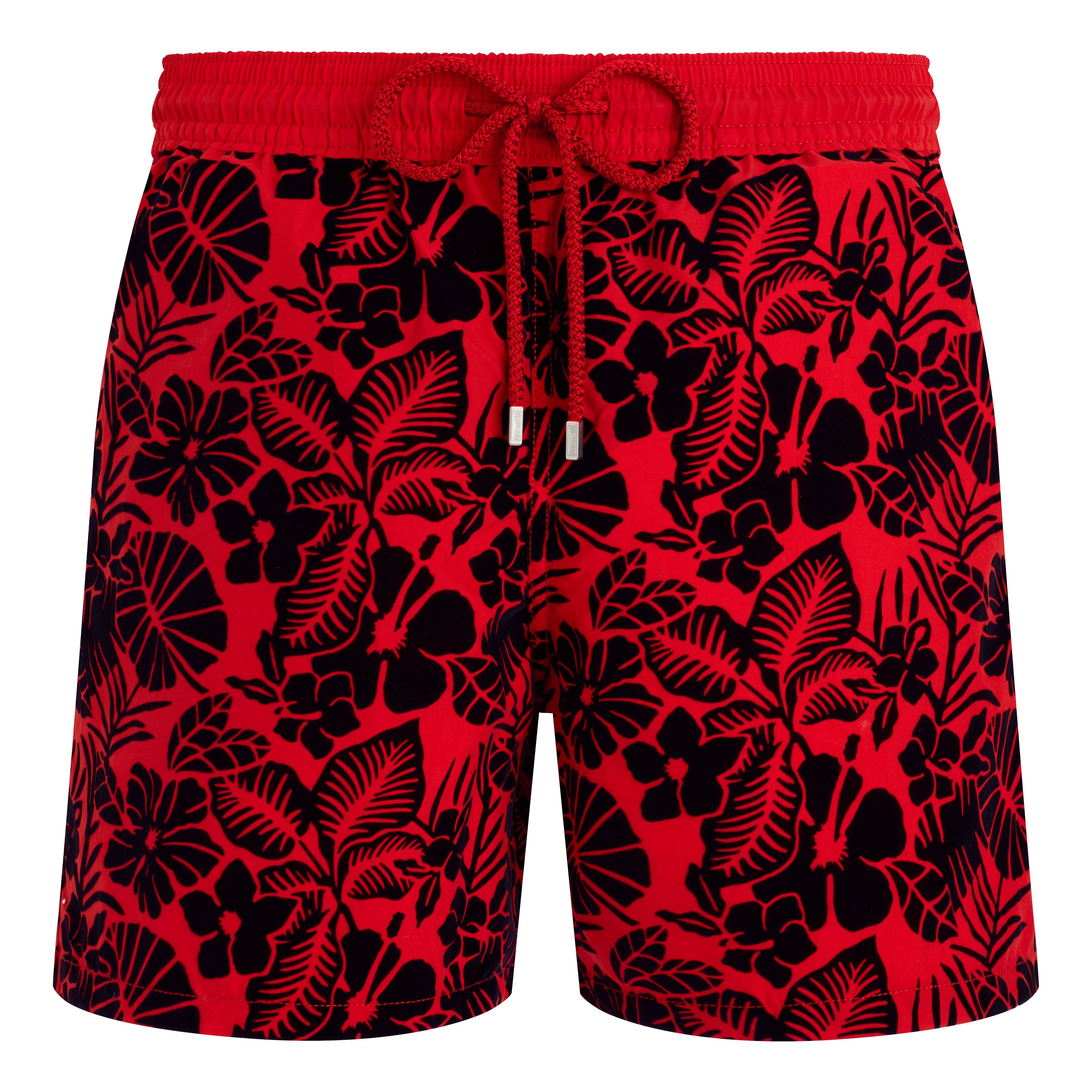 Vilebrequin Men's Flowers Flocked Swim Shorts in Coquelicot at Nordstrom - 3
