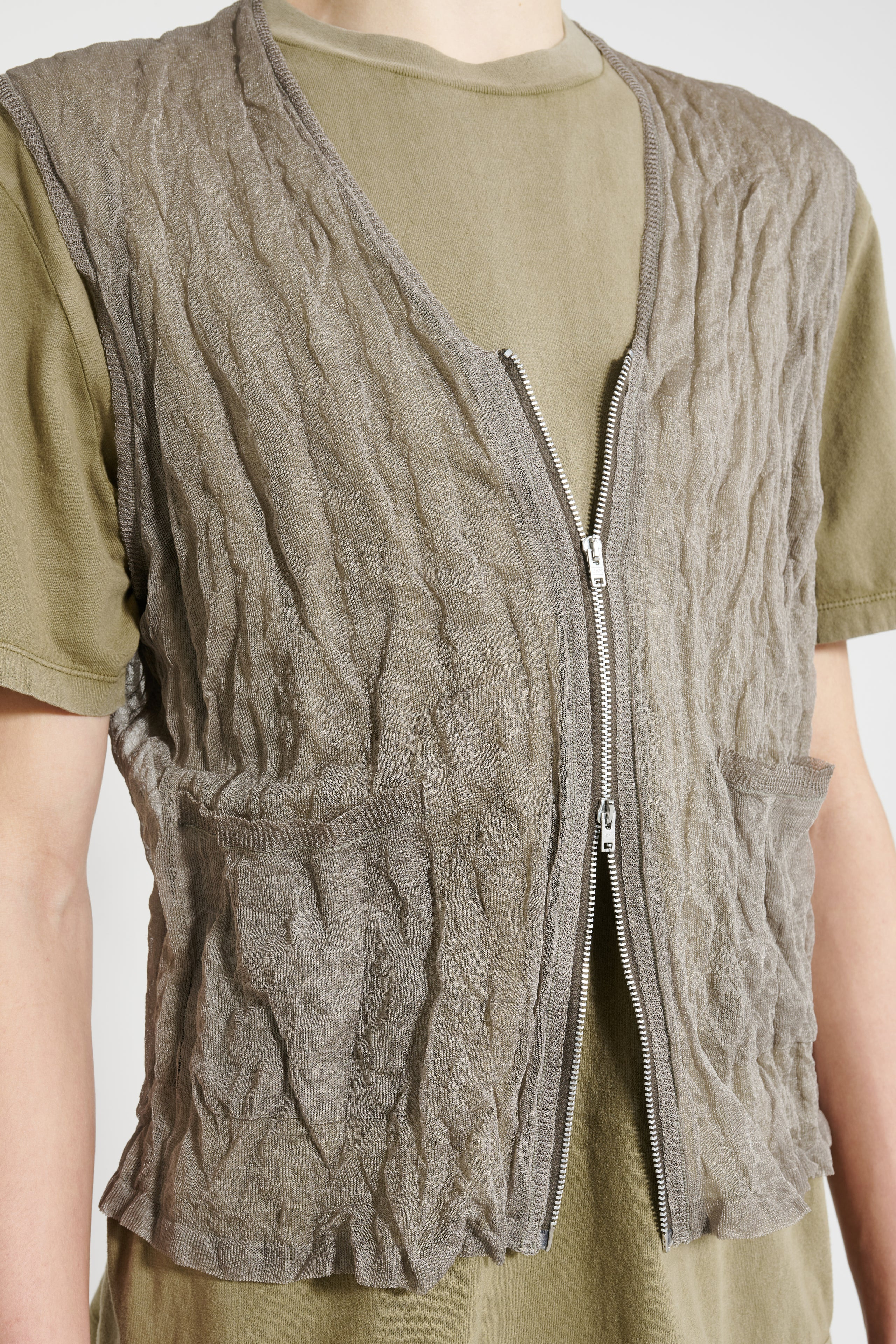 OUR LEGACY CRUSH VEST ASH SILK STEEL - 5