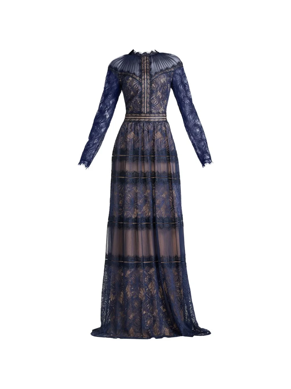 Debore lace-detail tiered gown - 1