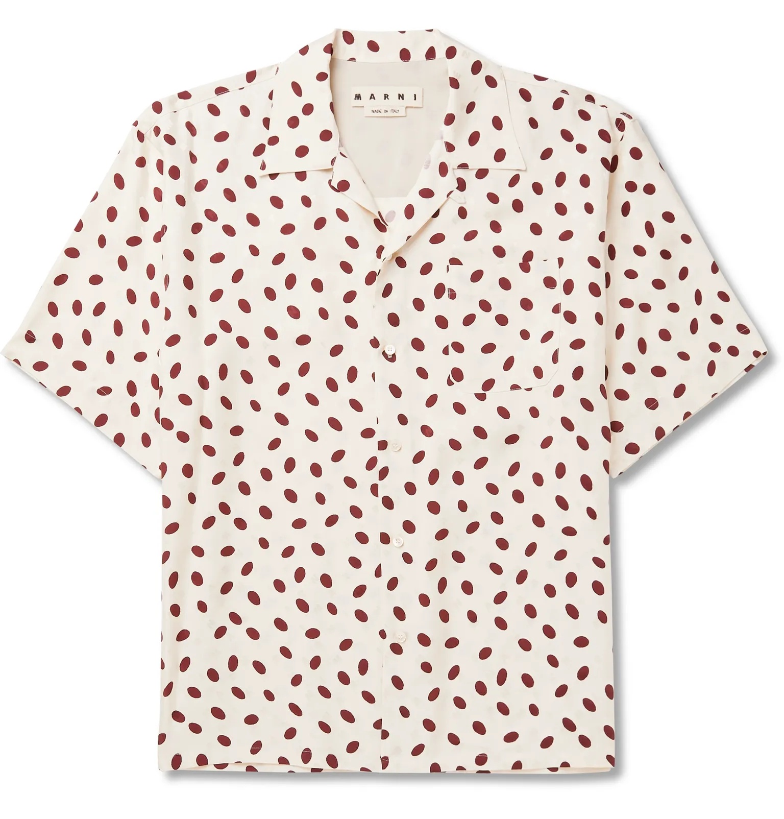 Convertible-Collar Polka-Dot Logo-Jacquard Shirt - 1