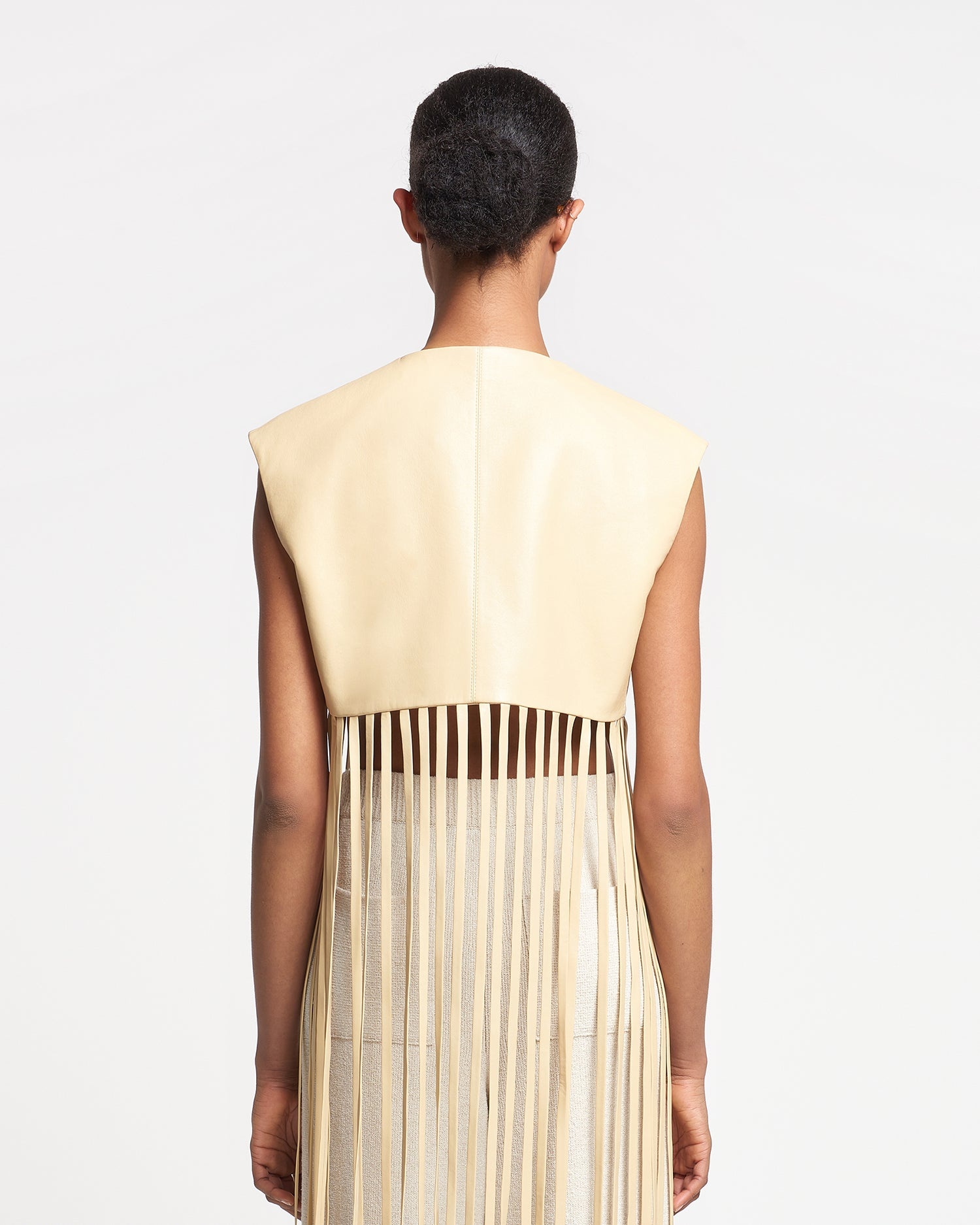 Fringed Regenerated Leather Vest - 4