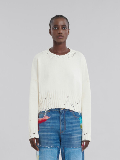 Marni WHITE DISHEVELLED COTTON CROPPED JUMPER outlook