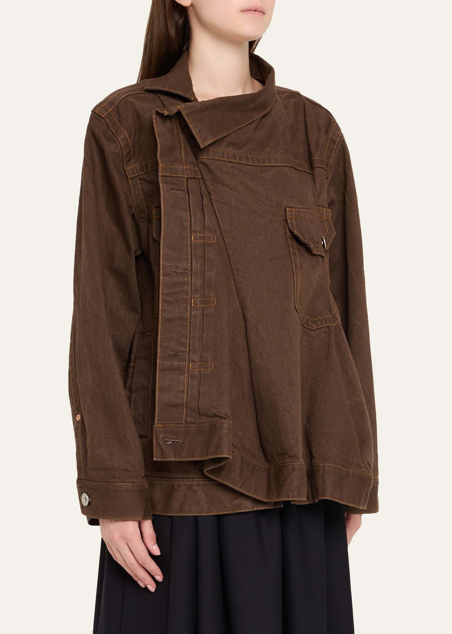 Asymmetric Denim Jacket - 4
