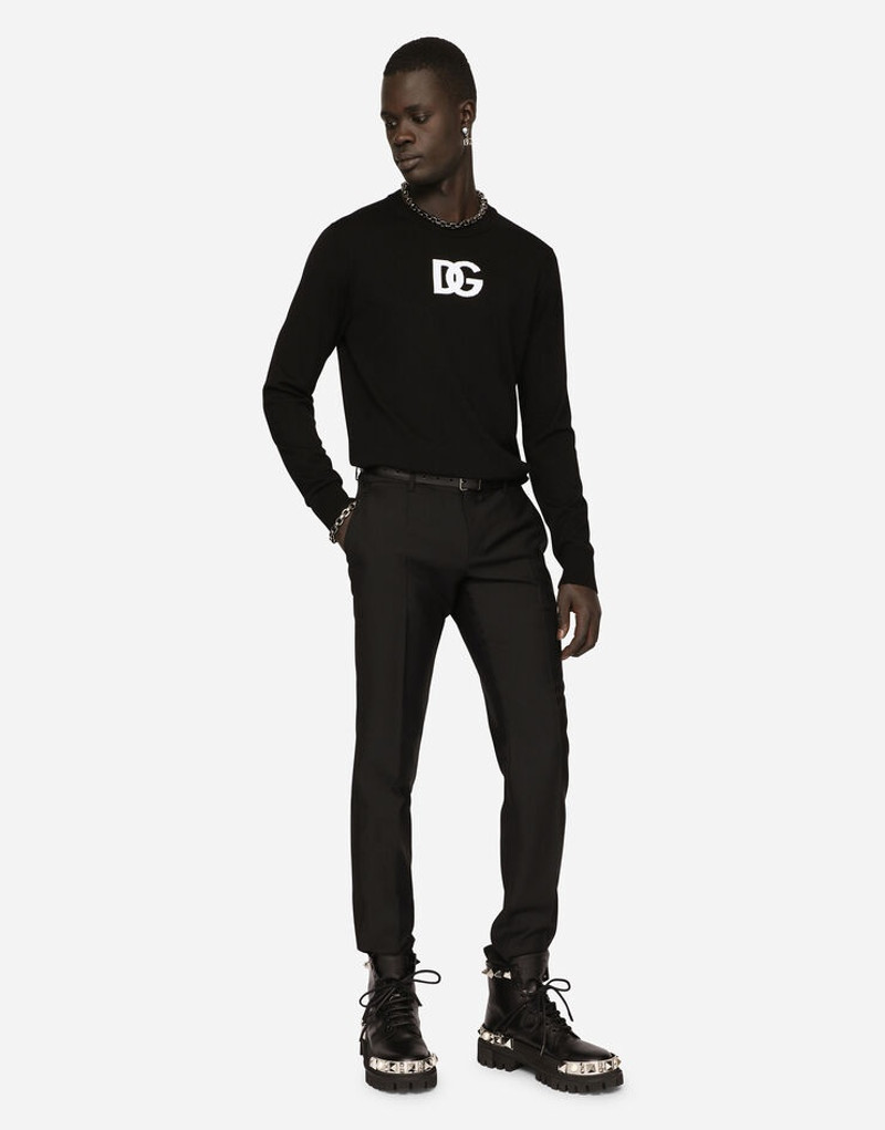 Wool round-neck sweater with DG logo inlay 5