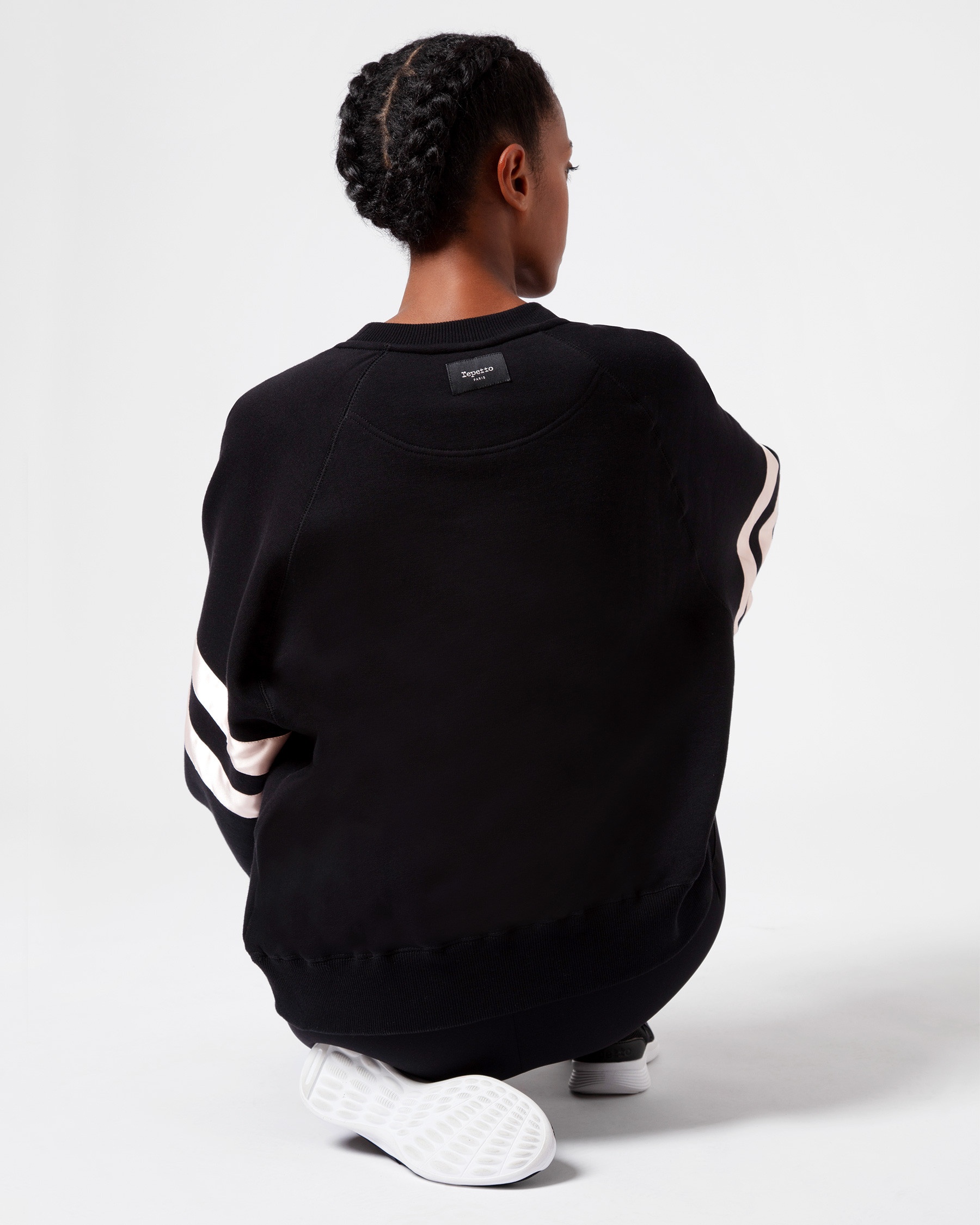 Brushed fleece sweatshirt with satin bands - 4
