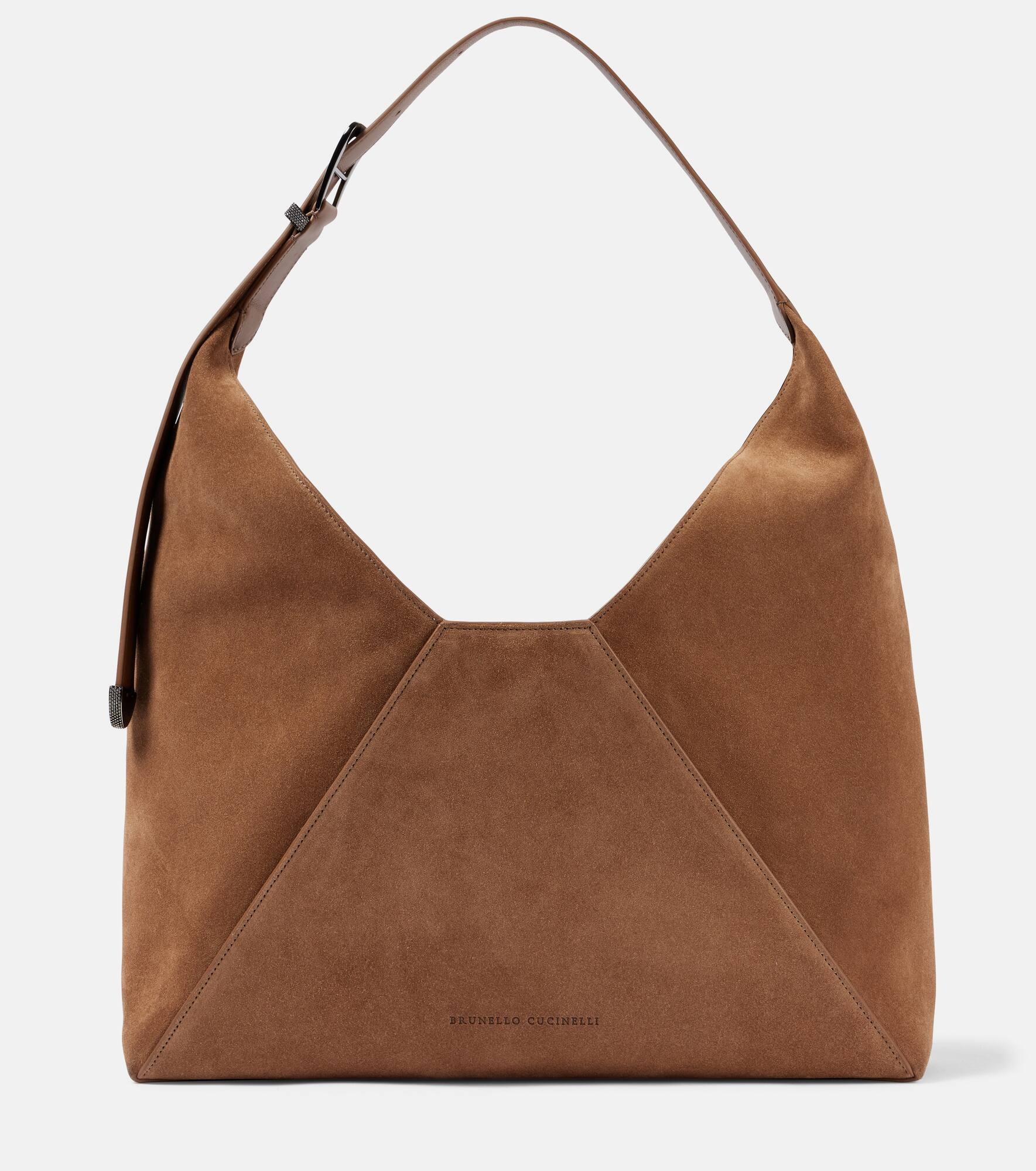 Large paneled suede shoulder bag - 1