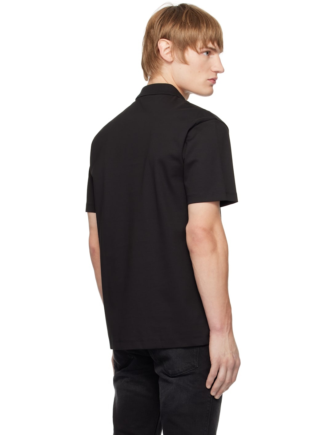 Black Interlock-Cotton Polo - 3