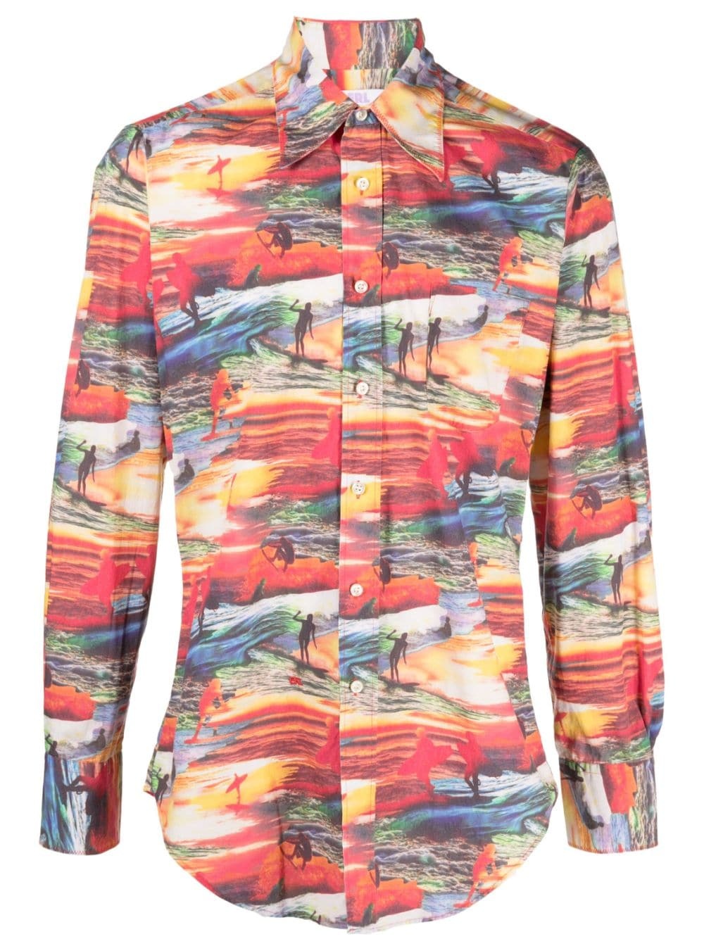 Sunset-print cotton shirt - 1