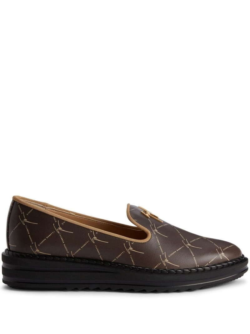 Tim logo-embossed leather loafers 1
