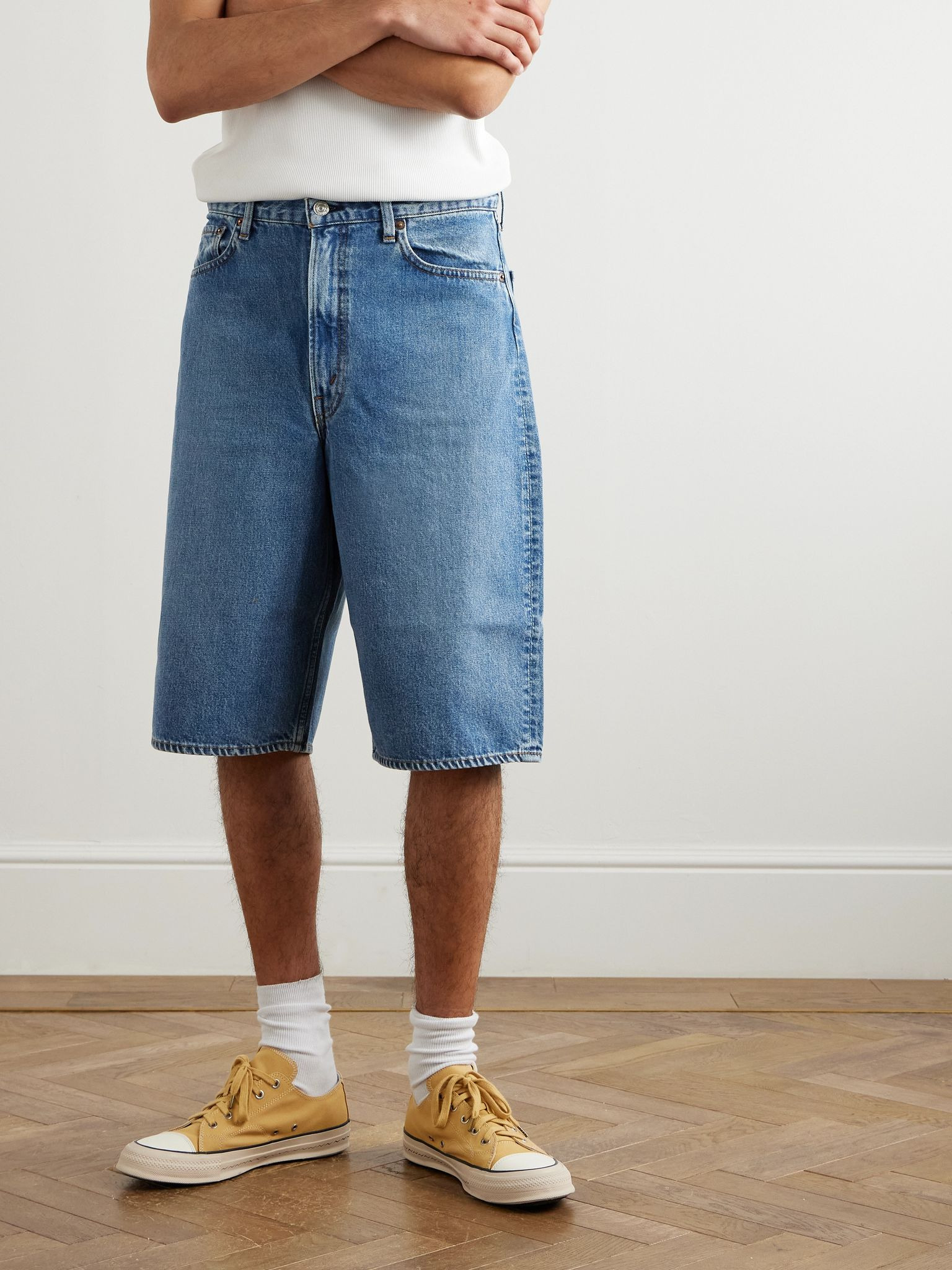 Super Dad's Wide-Leg Denim Shorts Blue - 3