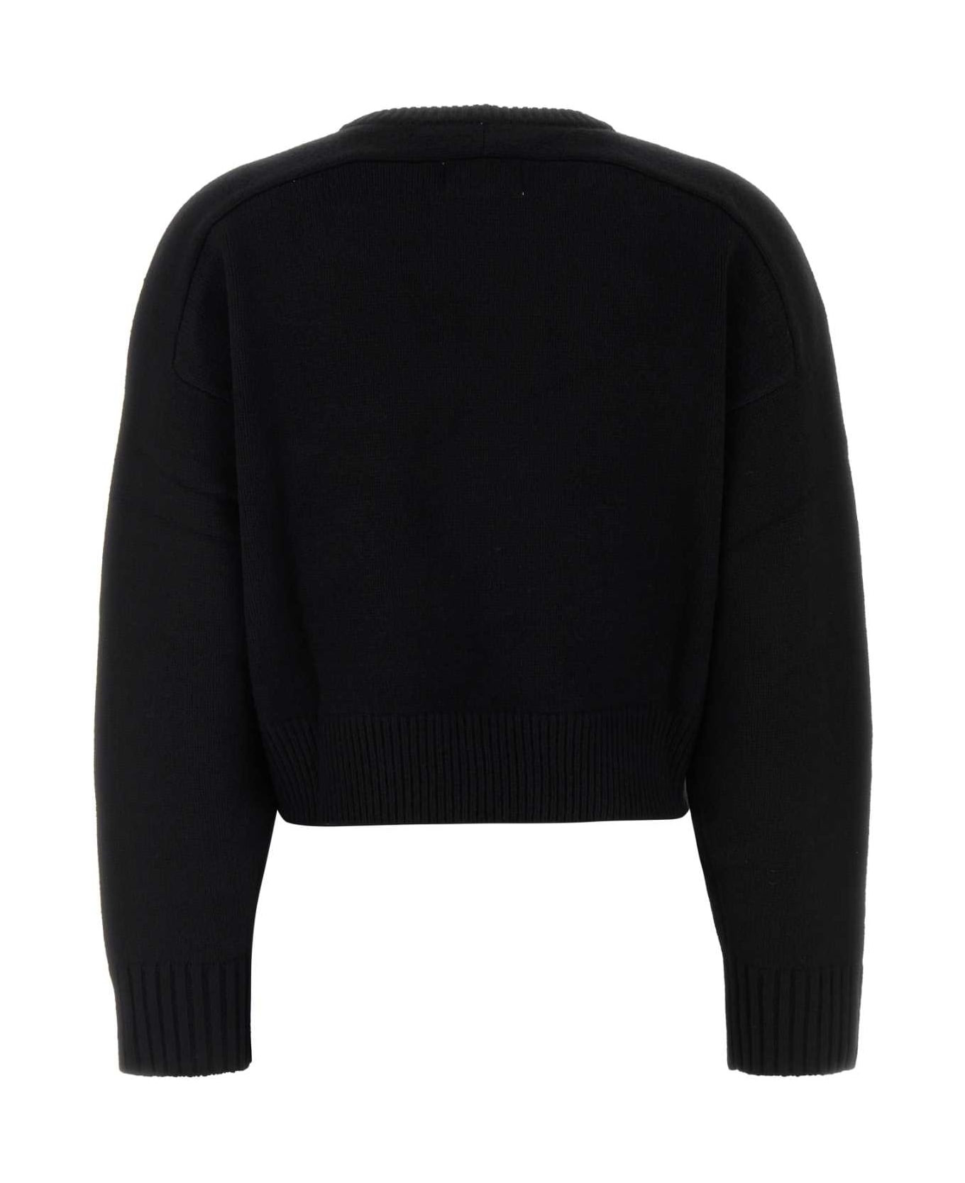 Black Wool Blend Bruzzi Sweater - 2