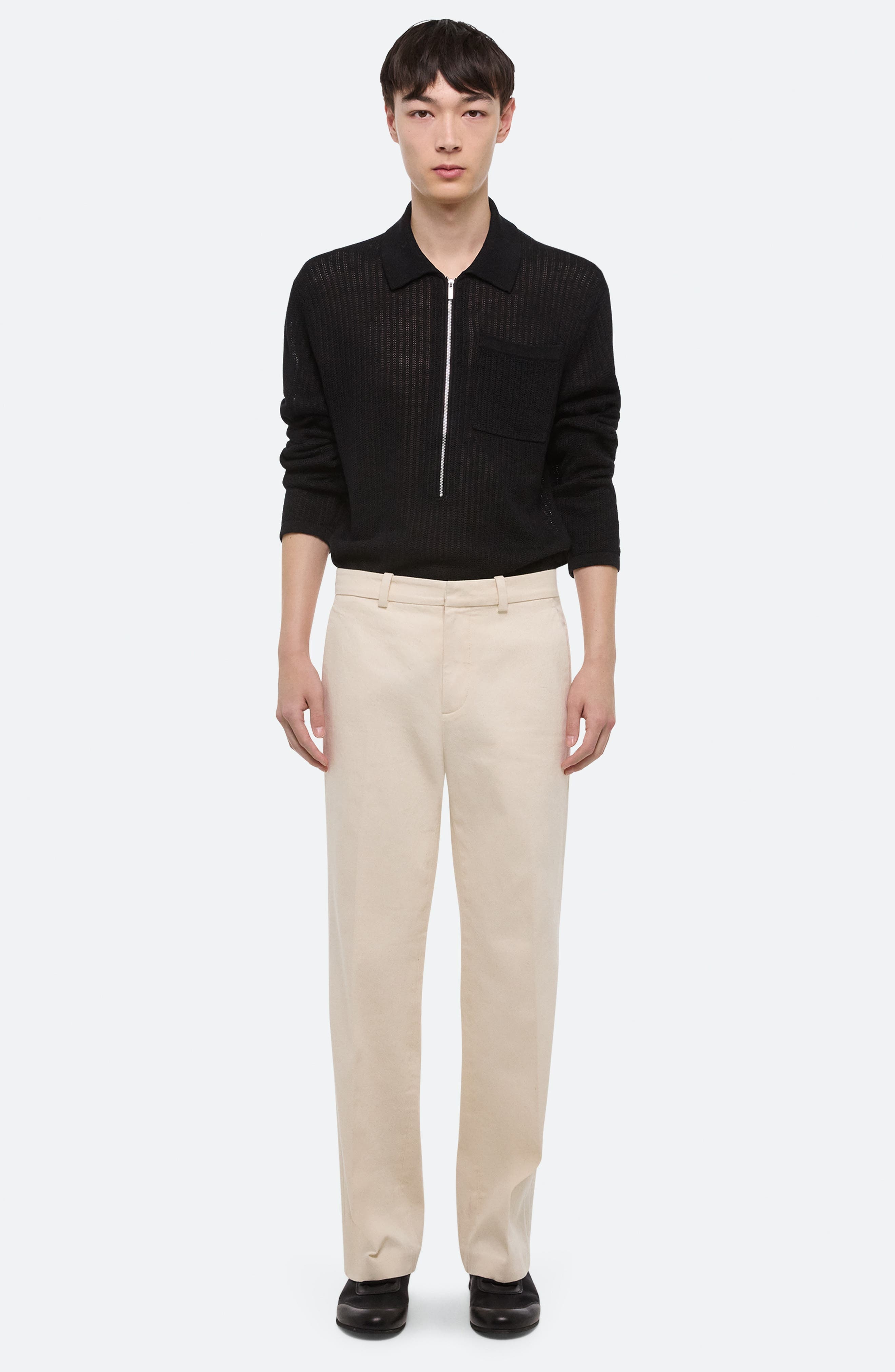 Helmut Lang Organic Cotton Straight Leg Pants in Ecru - 5