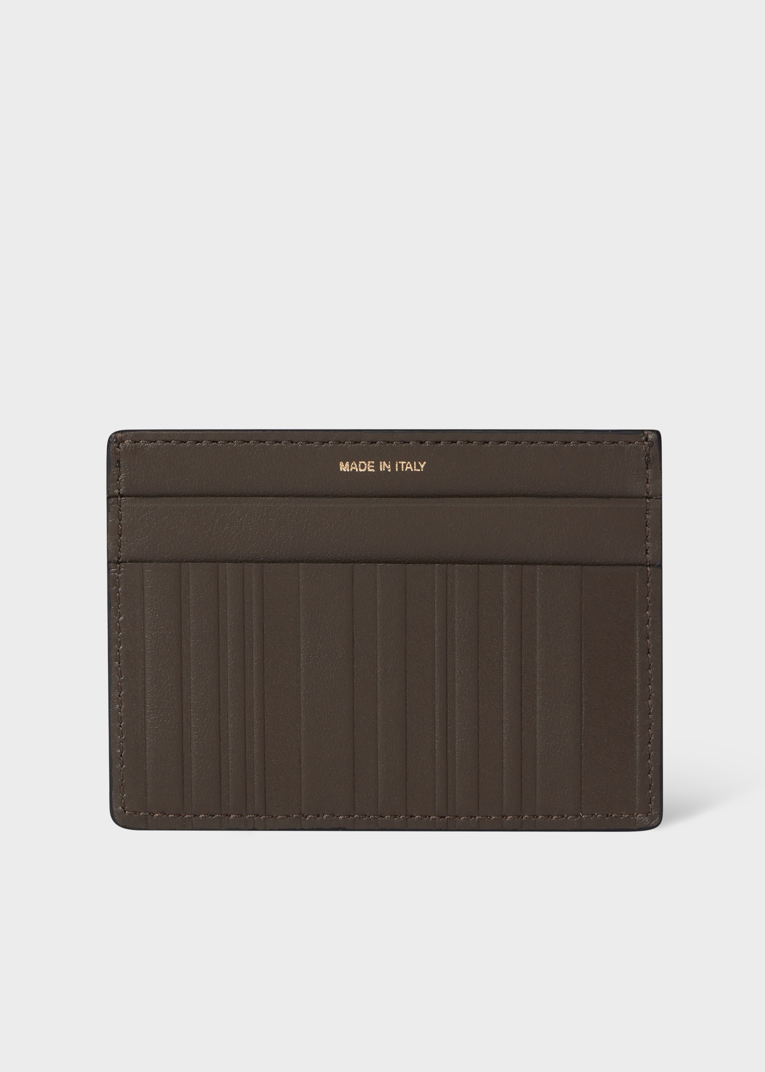 Khaki Leather 'Shadow Stripe' Credit Card Holder - 2