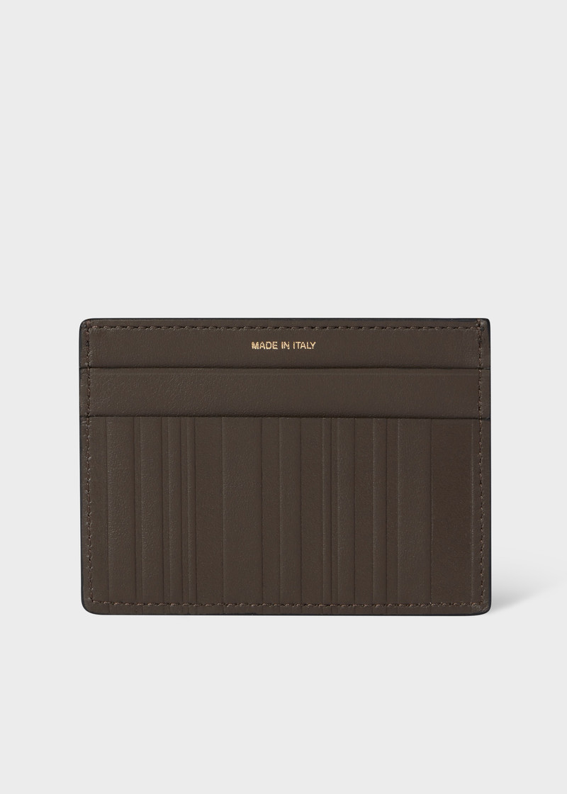 Paul Smith Khaki Leather 'Shadow Stripe' Credit Card Holder outlook