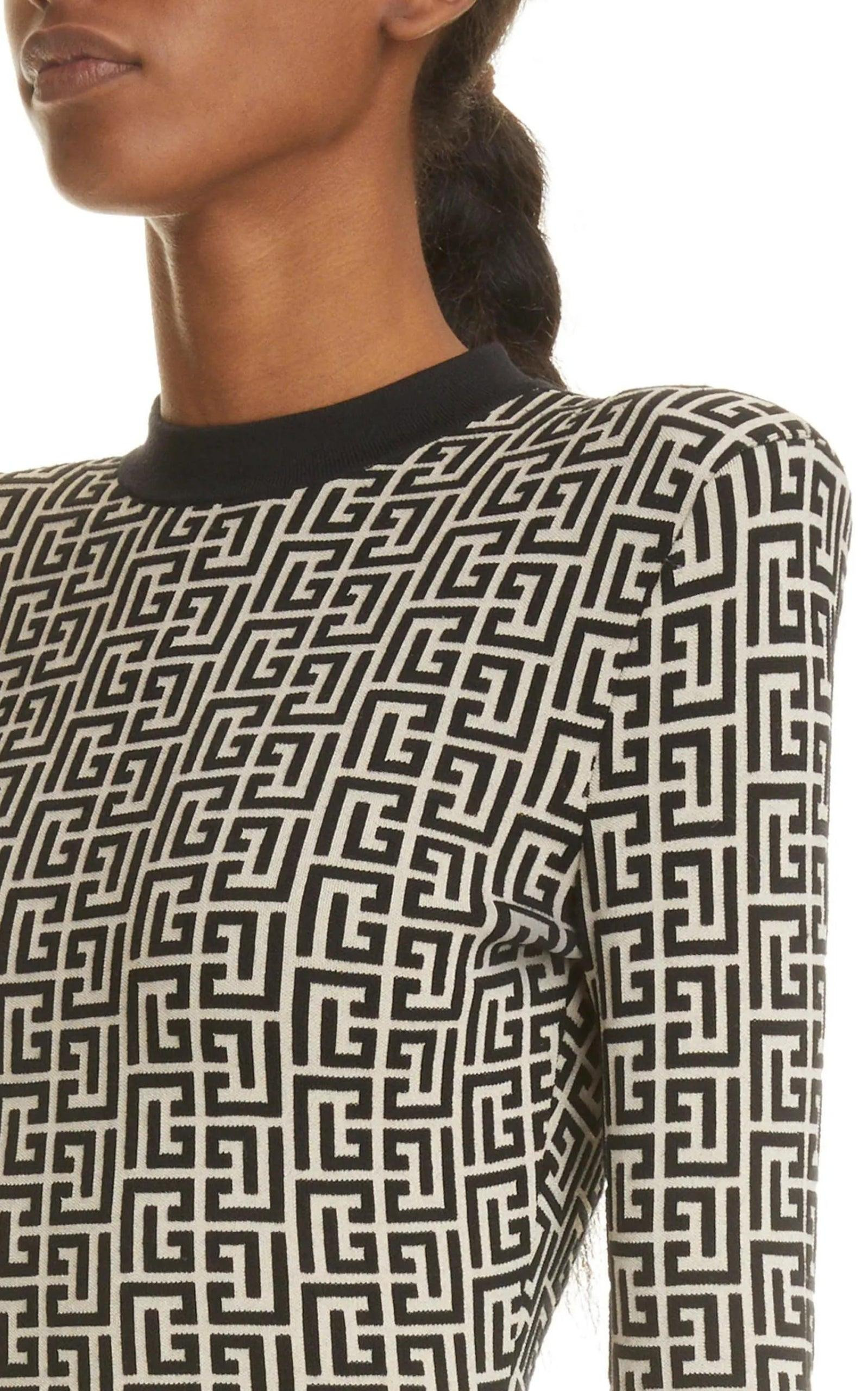 Monogram Jacquard Wool Blend Minidress - 5