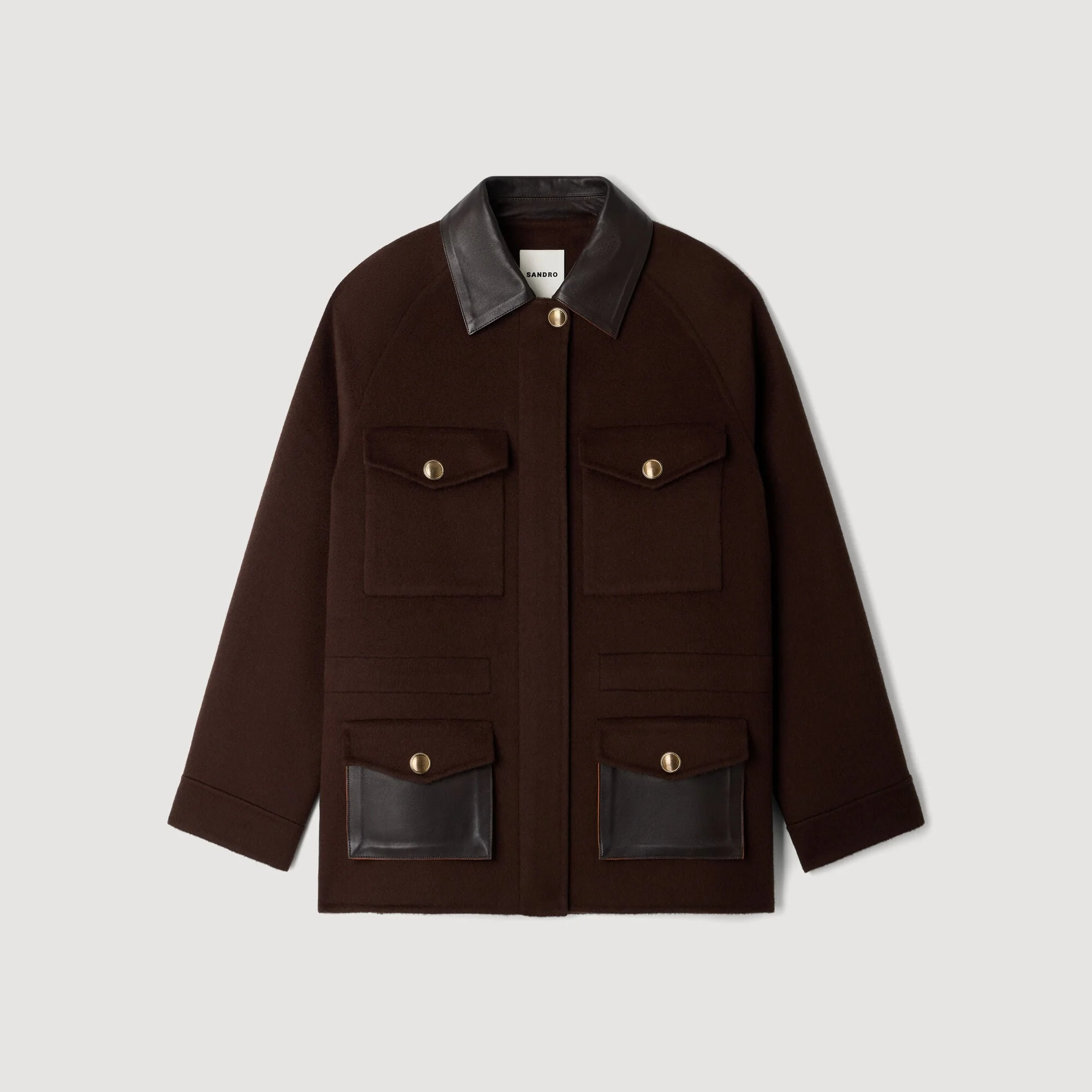 DOUBLE-FACED COAT, LEATHER COLLAR - 1