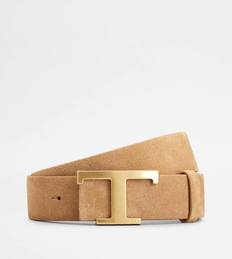 T TIMELESS REVERSIBLE BELT IN SUEDE AND SMOOTH LEATHER - BEIGE 1