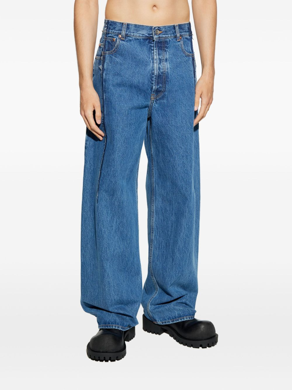 frayed-detail balloon jeans - 3