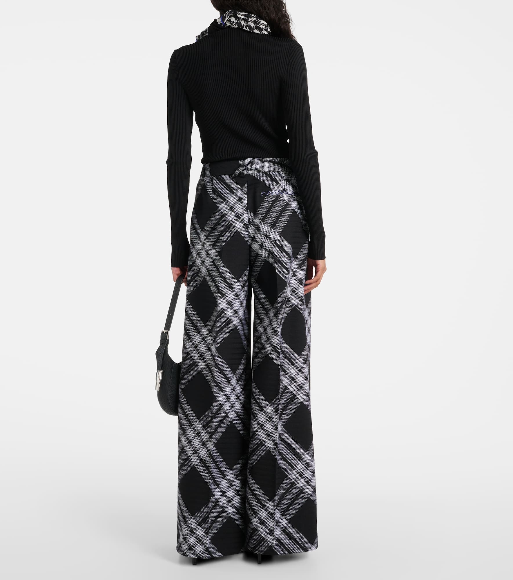 Checked wool wide-leg pants - 3