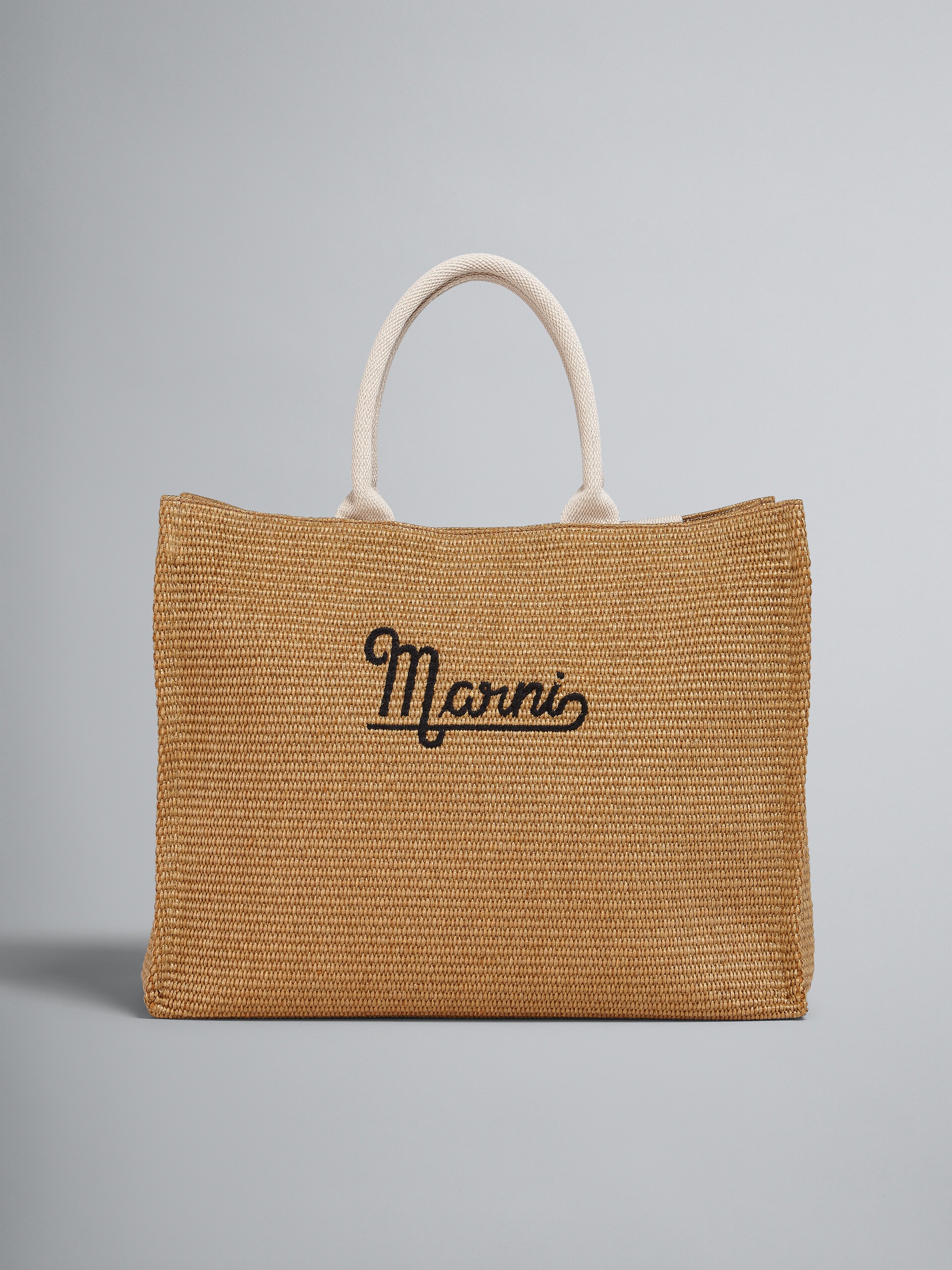 EMBROIDERED LOGO RAFFIA SUMMER SHOPPING BAG - 1