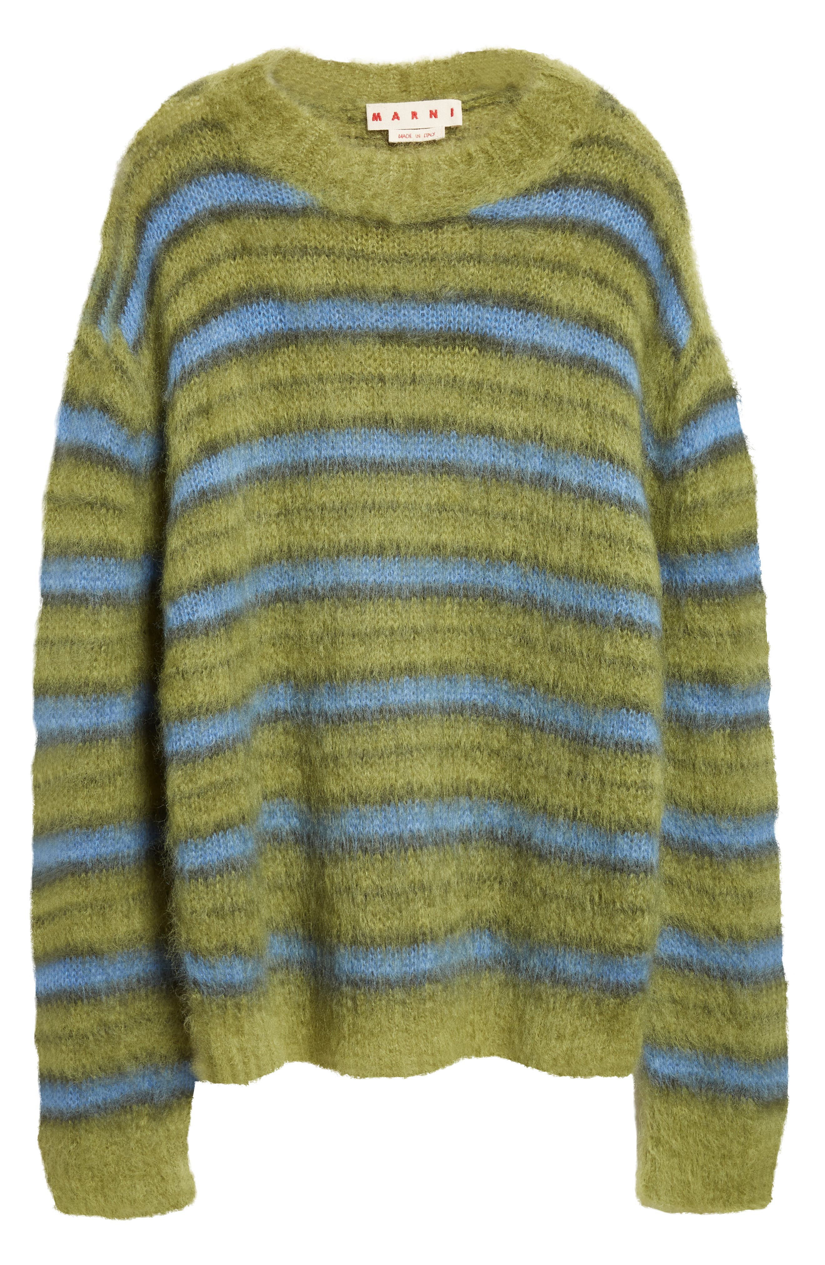 Marni Stripe Mohair Blend Crewneck Sweater in Green at Nordstrom - 6