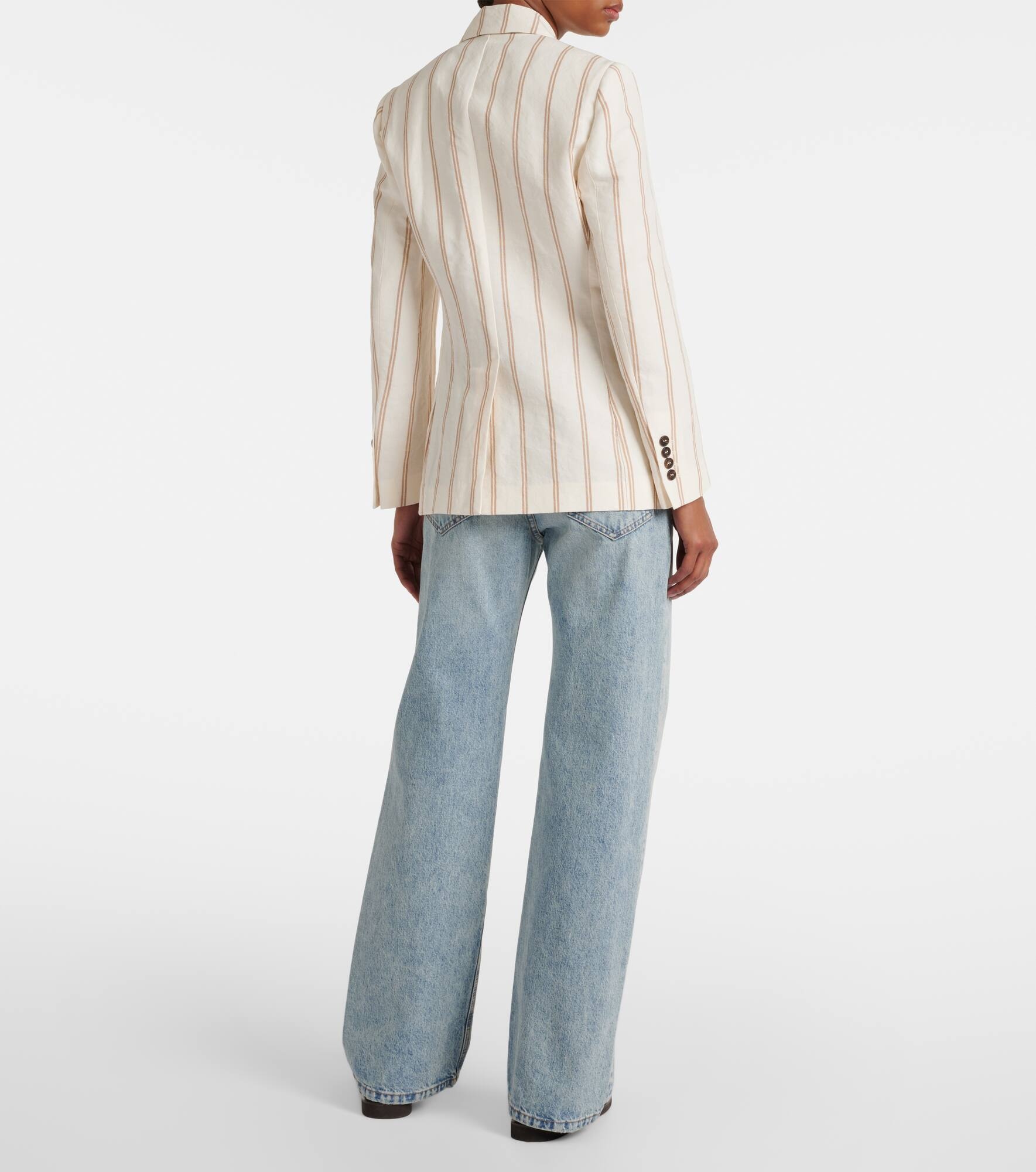Striped linen and cotton blazer - 3
