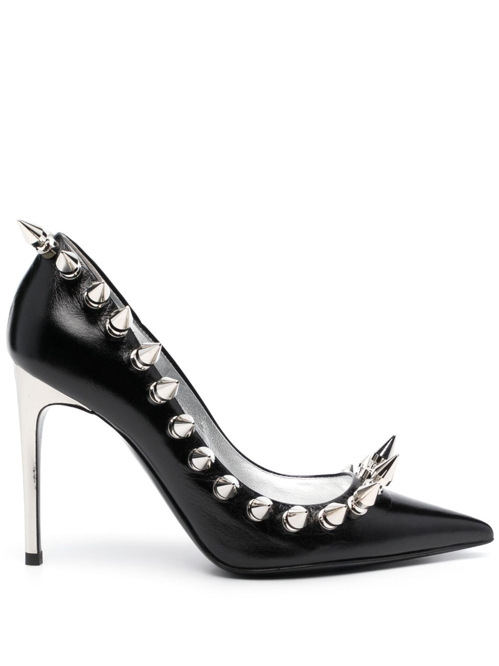 105mm spike-embellished leather pumps - 1