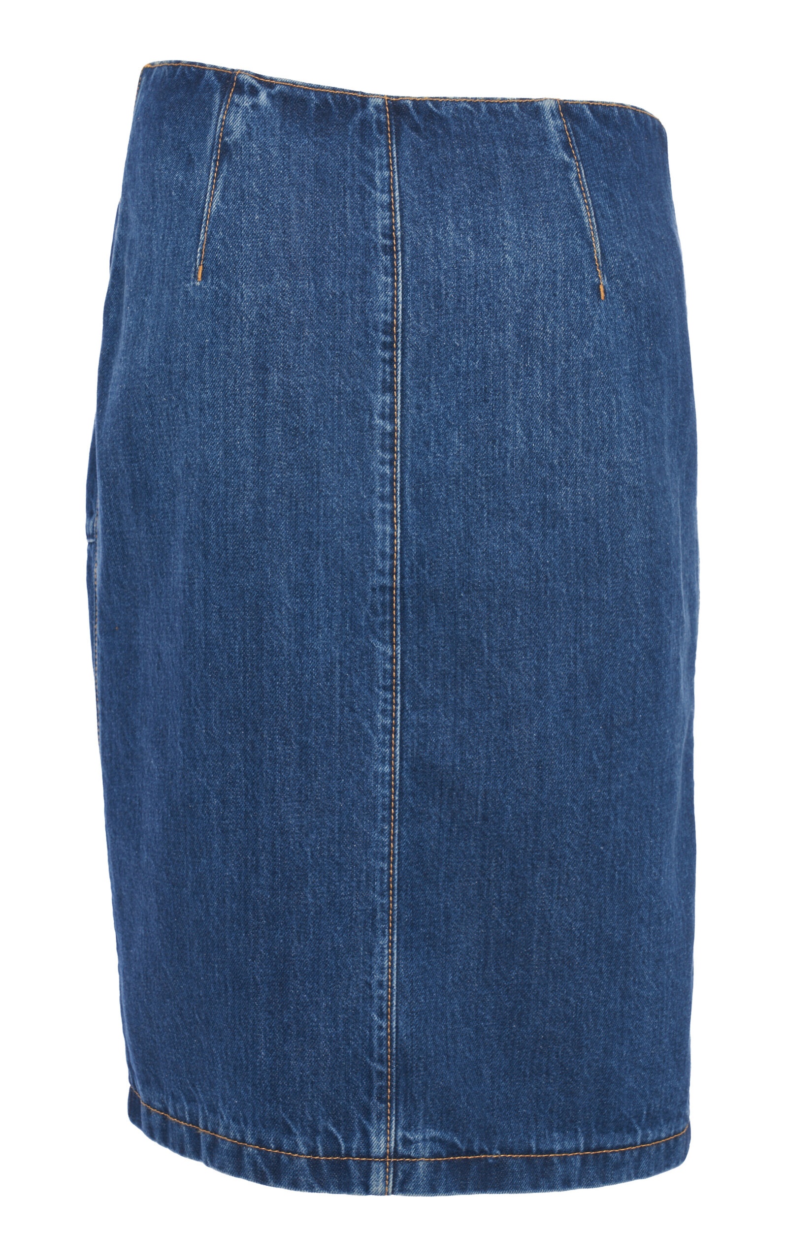Asymmetric-Zip Cotton Midi Skirt medium wash - 5