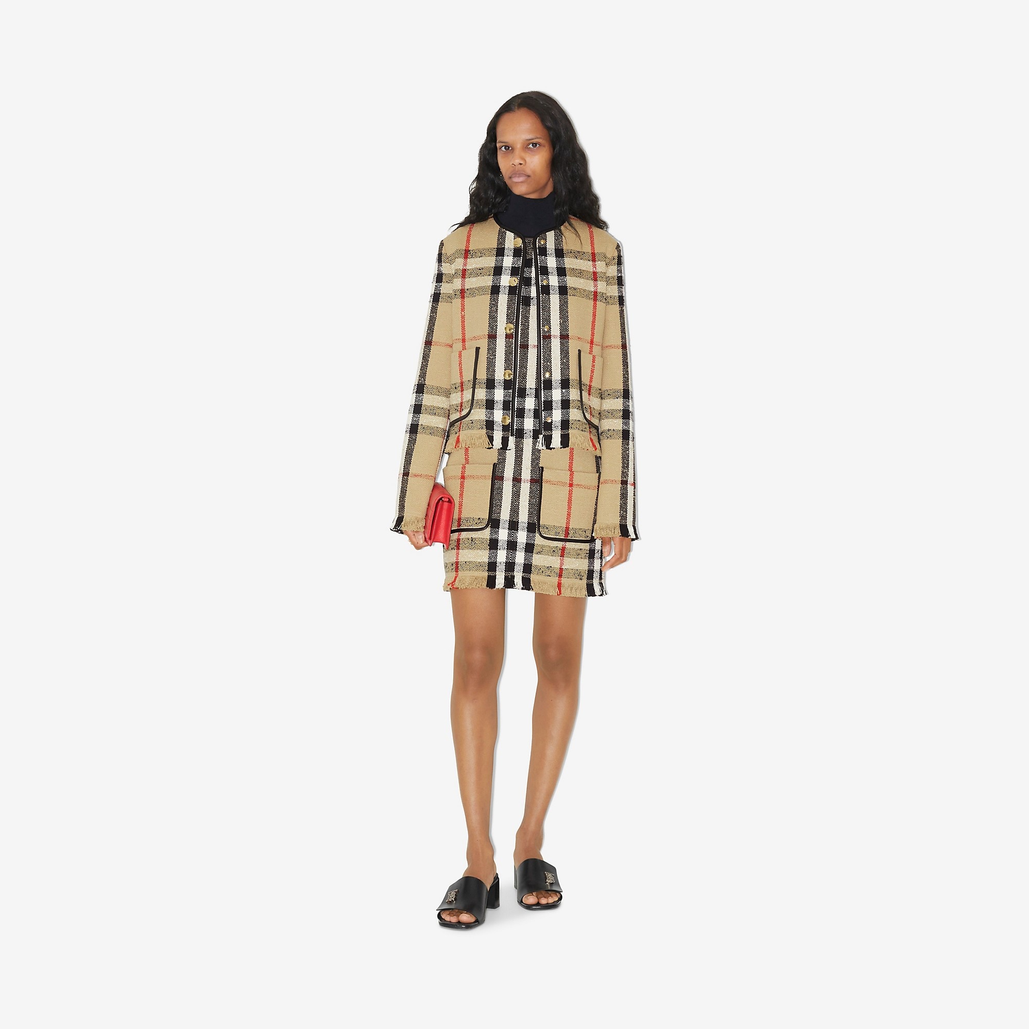 Burberry Sleeveless Check Bouclé Dress | REVERSIBLE